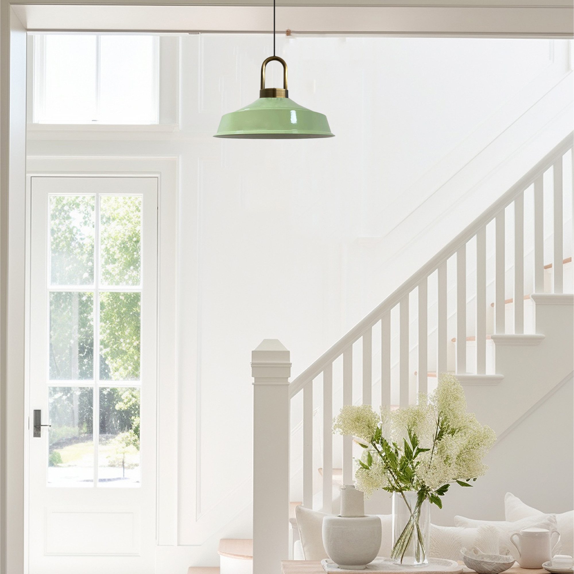 Bamyum Pendelleuchte Pendelleuchte Asletl-Lock Hängelampe aus Metall Ø40 cm Lampe, ohne Leuchtmittel, E27, Dimmbar, Einstellbare Kabellänge