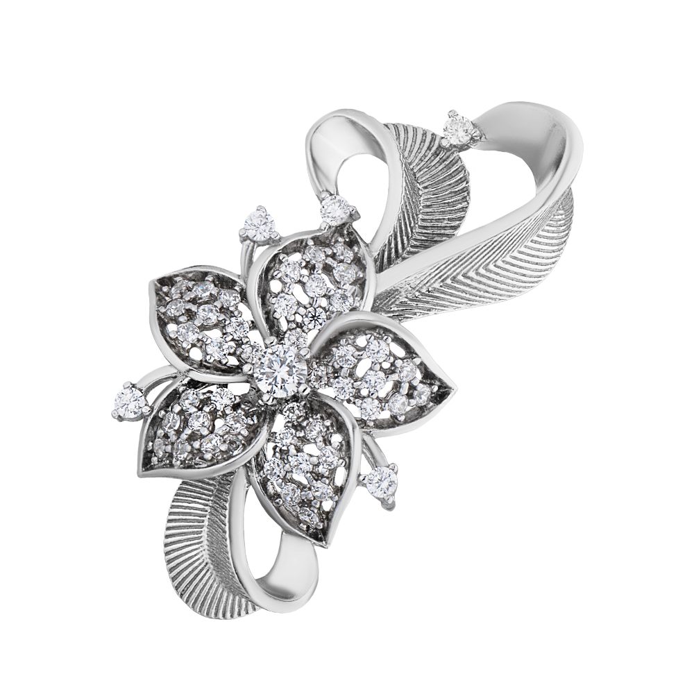Brosche Brosche Anstecknadel 925 Silber Zirkonia Steine Echtschmuck