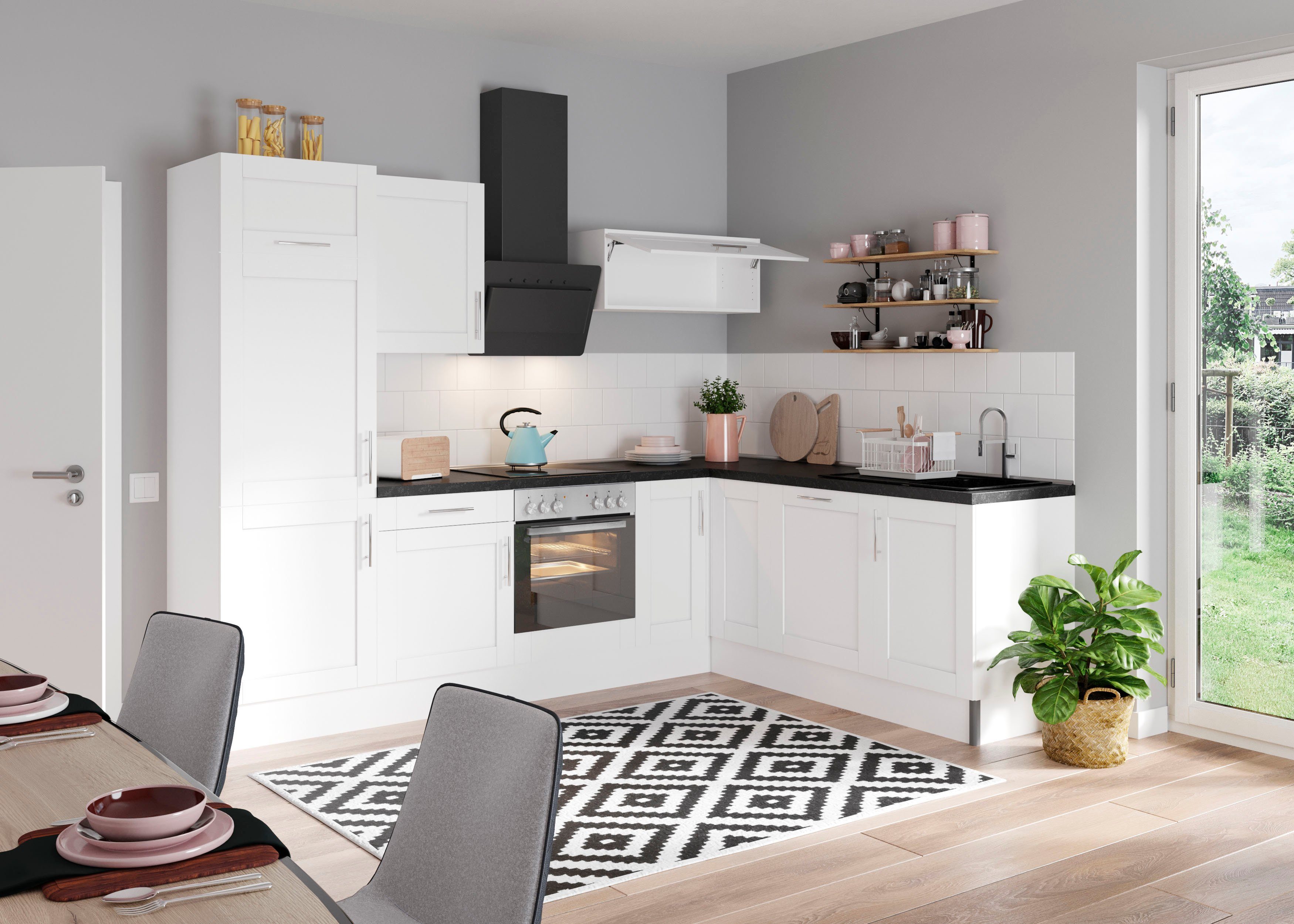 KOCHSTATION Küche KS-Ahus, 200 x 270 cm breit, wahlweise mit E-Geräten, Soft Close Funktion