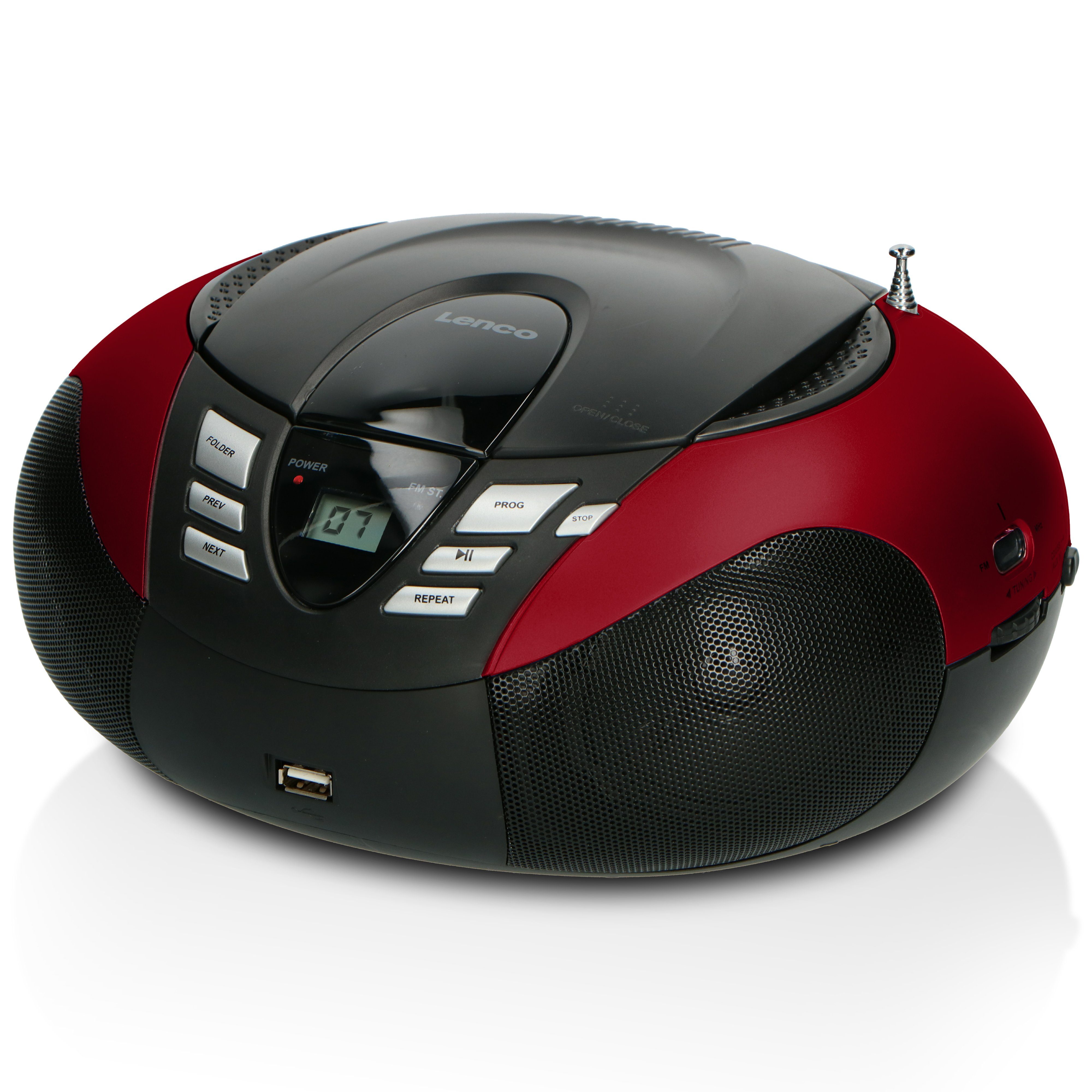 CD-Radiorecorder Lenco SCD-37 USB (FM) Rot-Schwarz Red