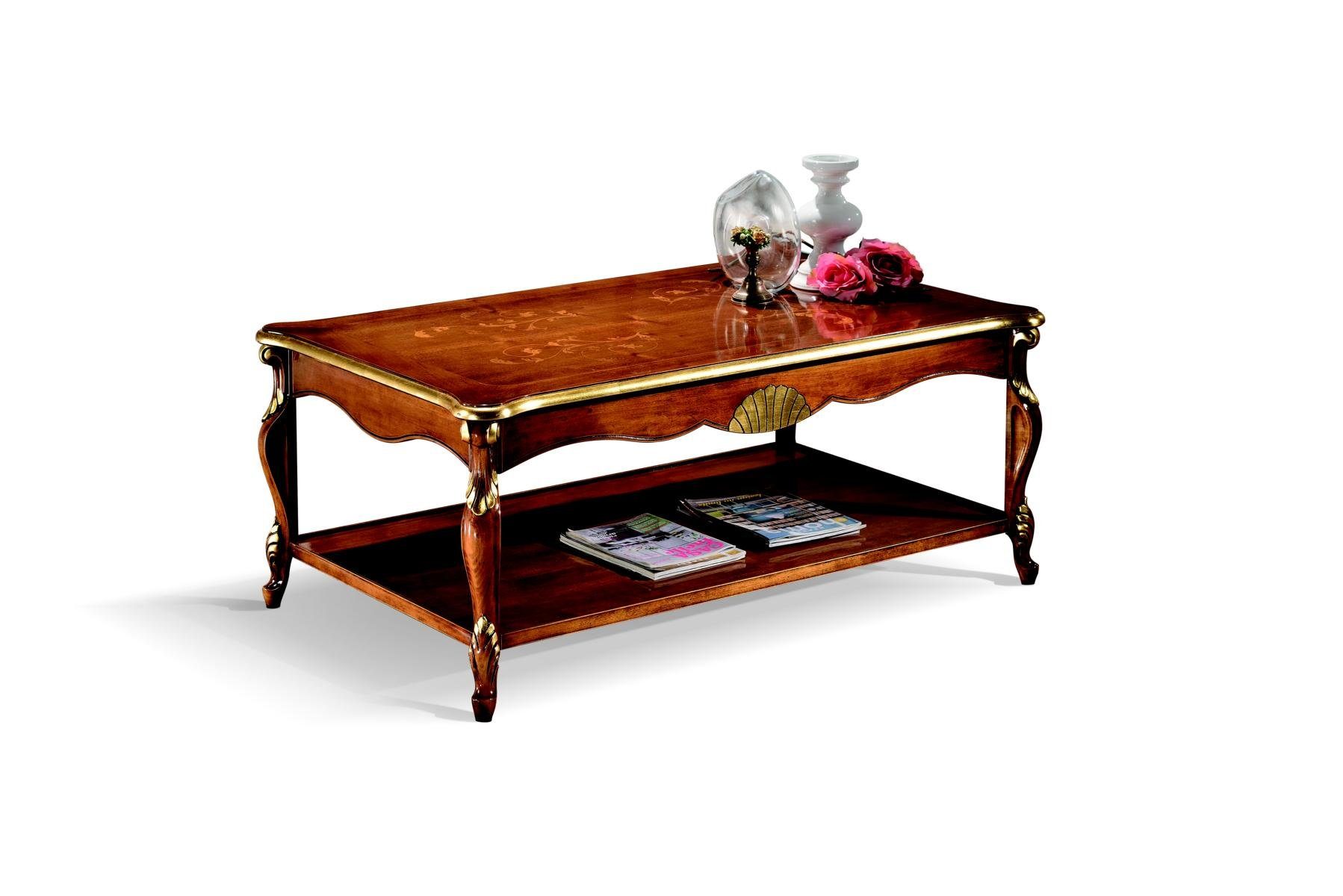 JVmoebel Couchtisch Holz Italienische Möbel Barock Stil Luxus Braun Couchtisch Wohnzimmer Tisch
