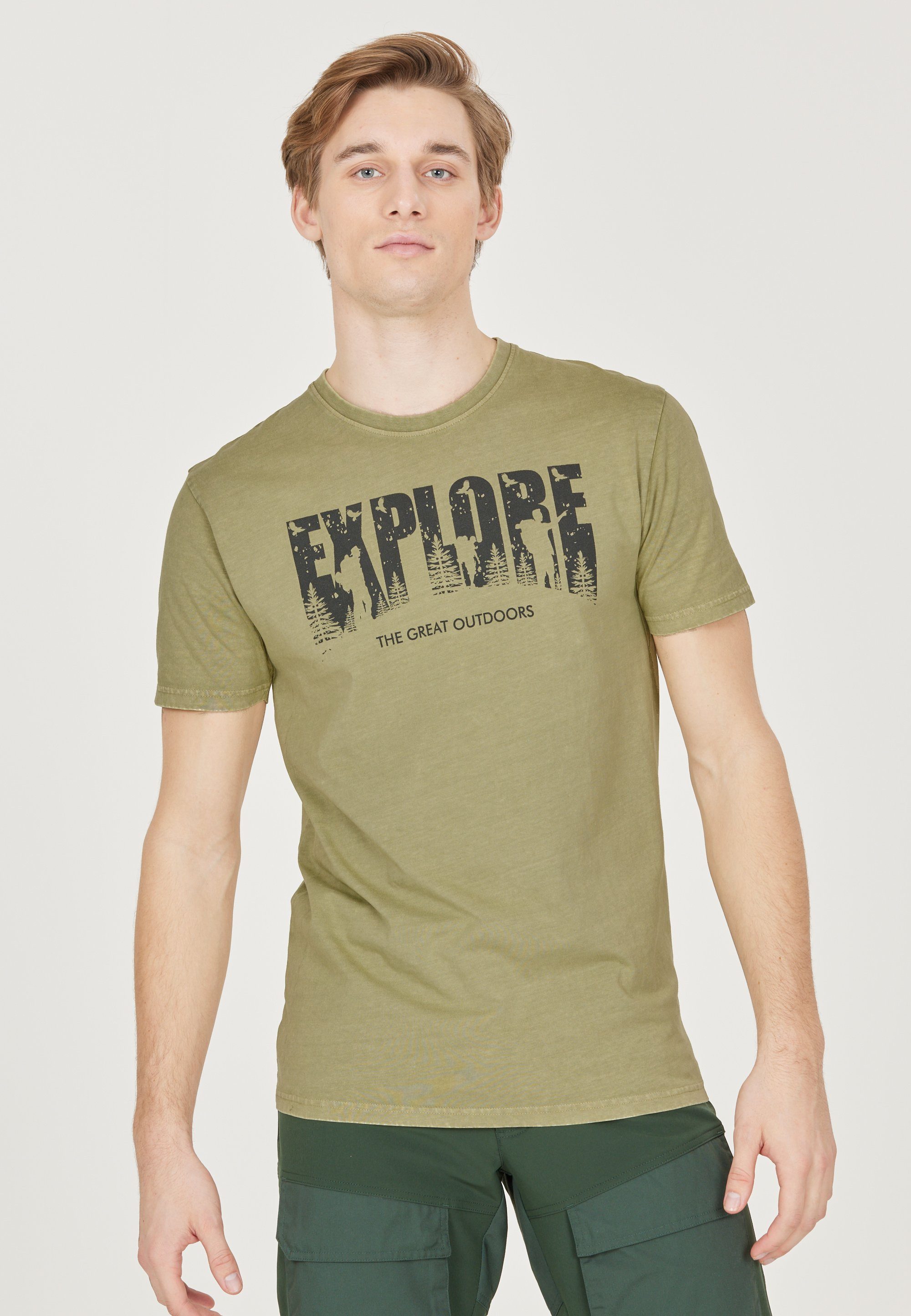 WHISTLER T-Shirt Explorer (1-tlg) mit coolem Aufdruck khaki