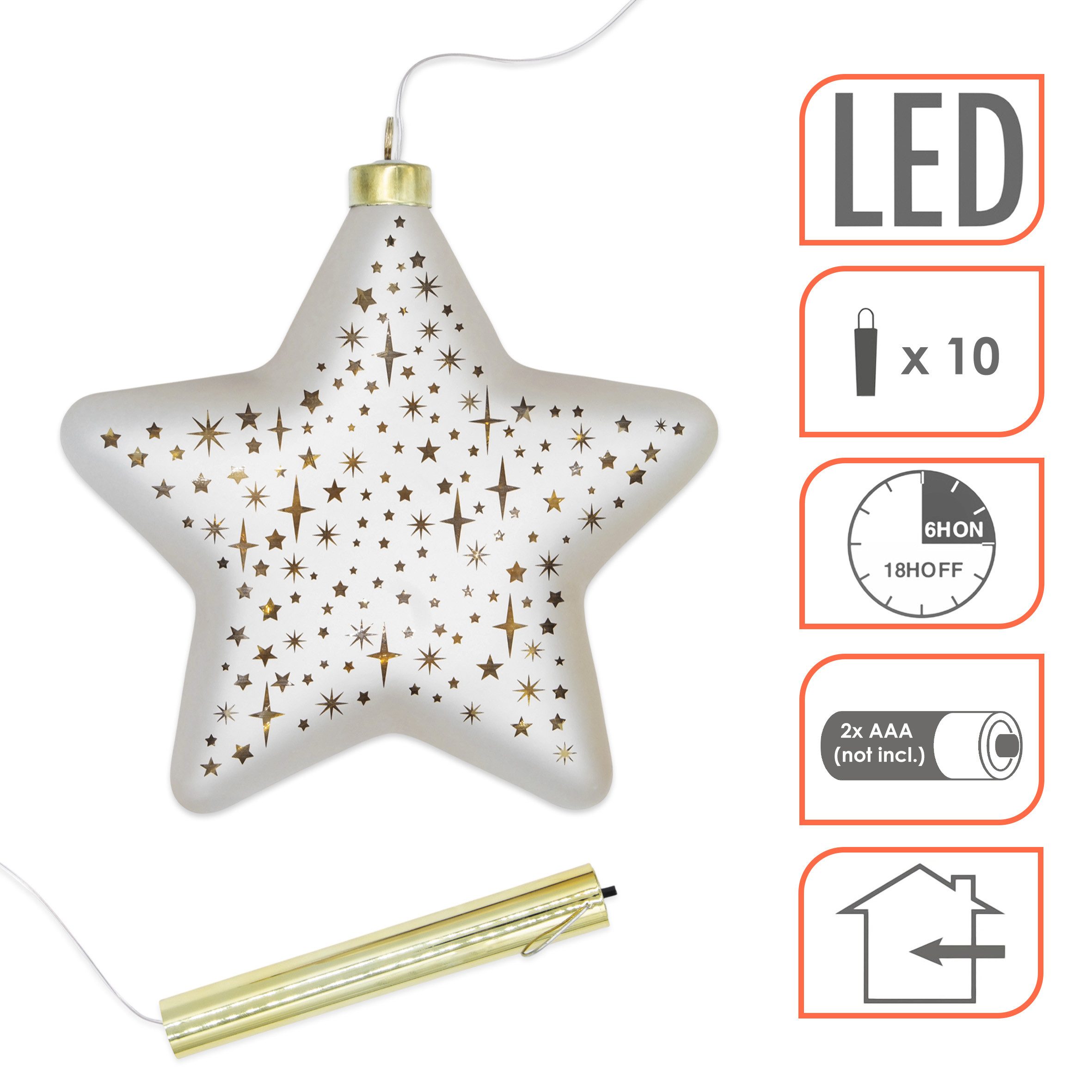 Spetebo LED-Dekofigur LED Glas Weihnachtsanhänger (Anzahl, 1 St., Stück), mit Timer Funktion