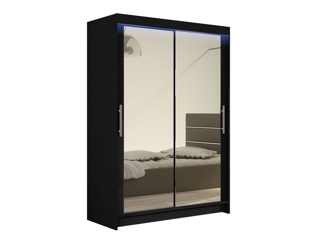 MIRJAN24 Kleiderschrank Miami VII (mit Spiegel, Kleiderstange, Schiebetüren, Einlegeboden) Garderobenschrank, 2-türig, Schwebetürenschrank