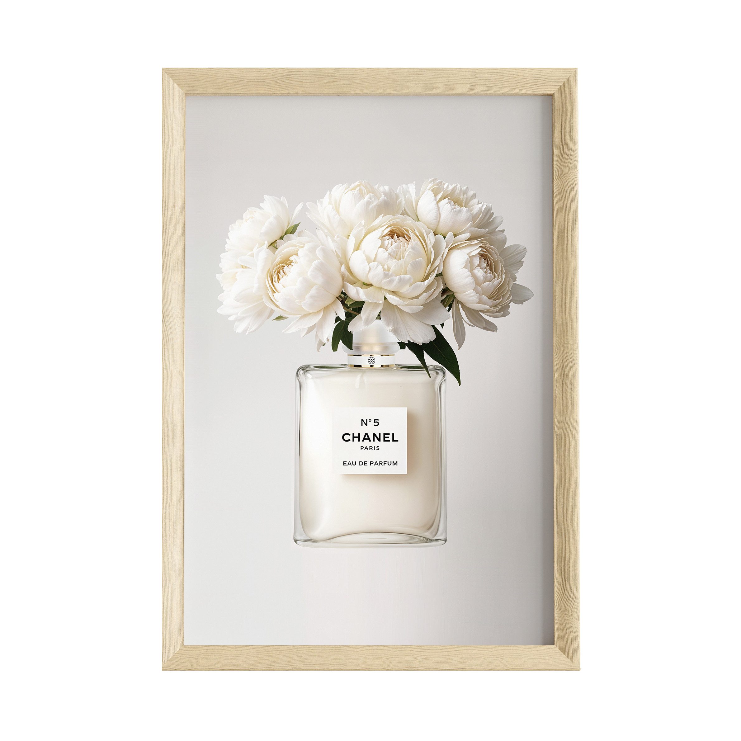 JUSTGOODMOOD Poster Premium ® Coco Chanel Poster · Coco Creme Parfüm Flacon · ohne Rahmen, (1 St)