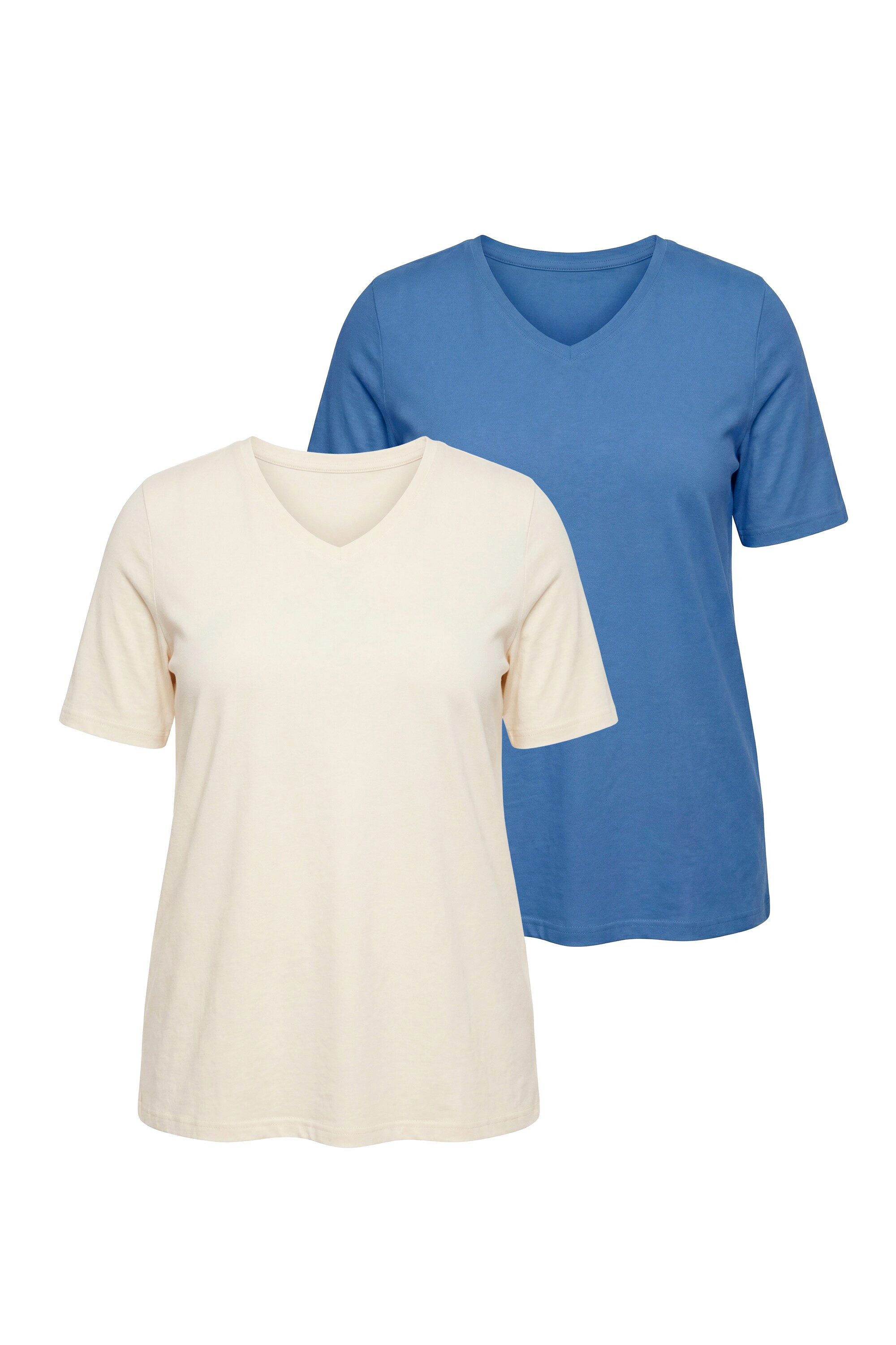 Ulla Popken T-Shirt T-Shirts 2er-Pack V-Ausschnitt Halbarm (2-tlg)