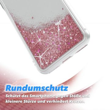 EAZY CASE Handyhülle Glittery Case für iPhone SE 2022/2020 iPhone 8/7 4,7 Zoll, Hülle Glitzer Flüssig durchsichtig Phone Case stoßfestes Etui Rosa