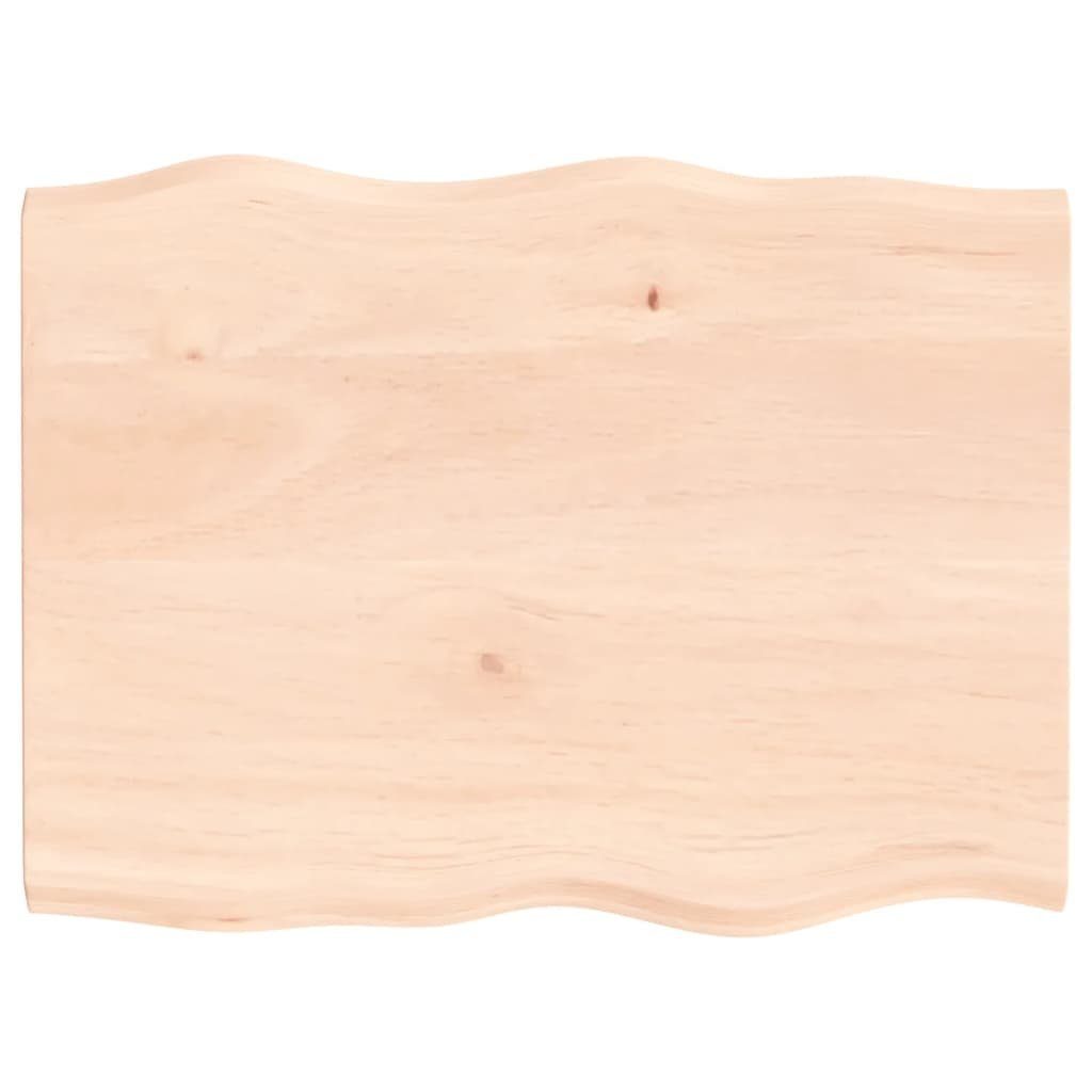 furnicato Tischplatte 80x60x2 cm Massivholz Eiche Unbehandelt Baumkante (1 St)