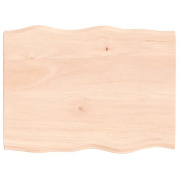 furnicato Tischplatte 80x60x2 cm Massivholz Eiche Unbehandelt Baumkante (1 St)