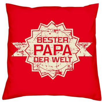 Soreso® Dekokissen Kissen-Set Bester Papa der Welt Stern Beste Mama der Welt Stern mit Urkunden, Weihnachtsgeschenk für Eltern