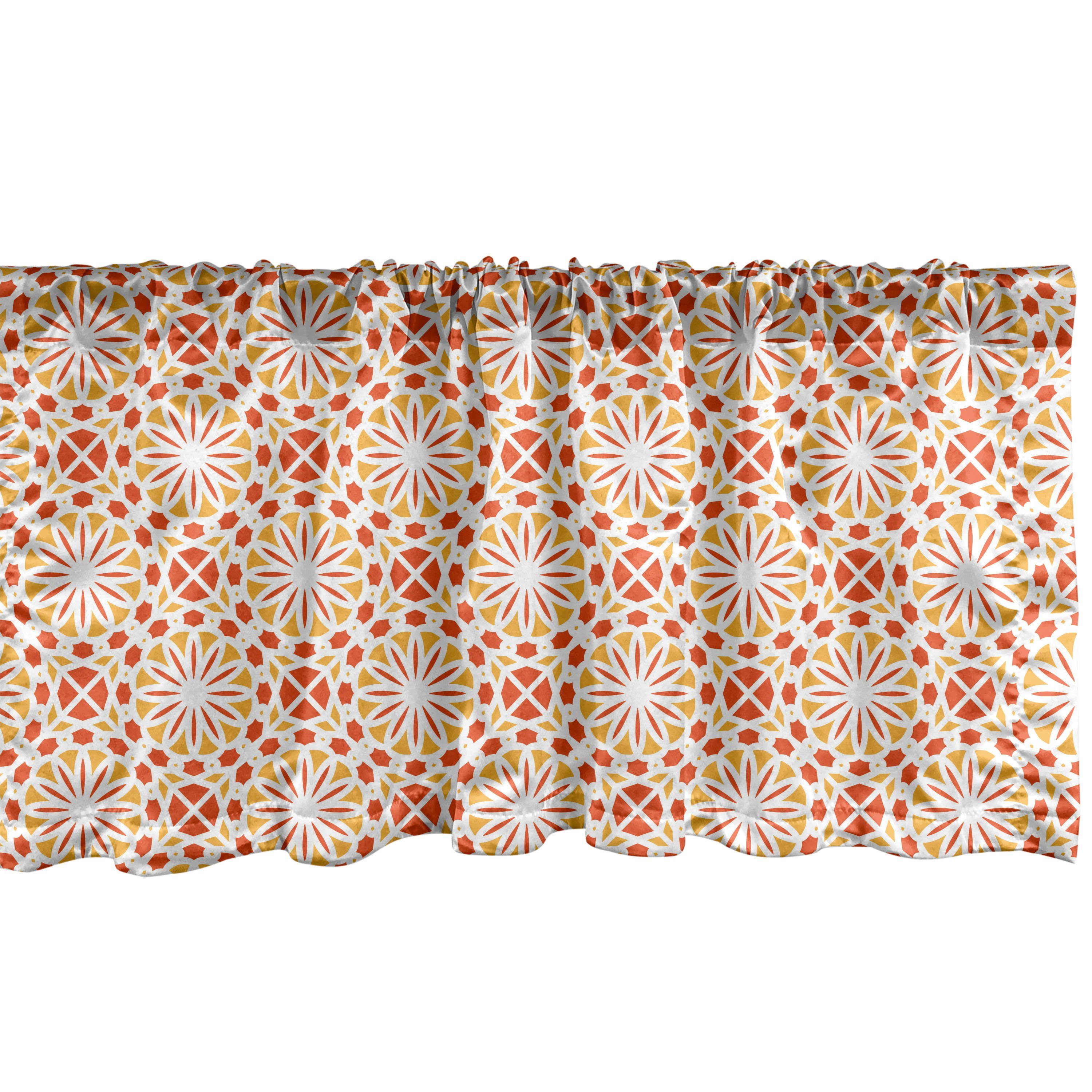 Scheibengardine Vorhang Volant für Küche Schlafzimmer Dekor mit Stangentasche, Abakuhaus, Microfaser, Abstrakt Retro-Stil Kreis-Blume