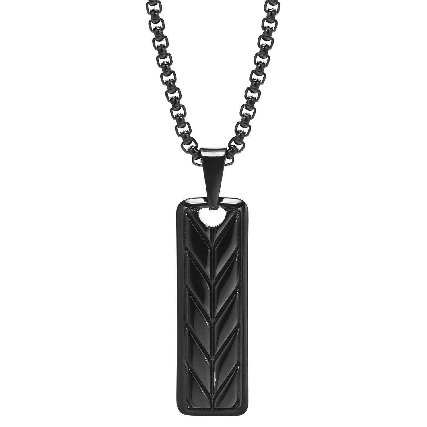 KARMA Statementkette Herrenkette schwarz mit Anhänger Edelstahl (Halskette Herren Herrenschmuck Stahlschmuck), Halskette Herren massiv