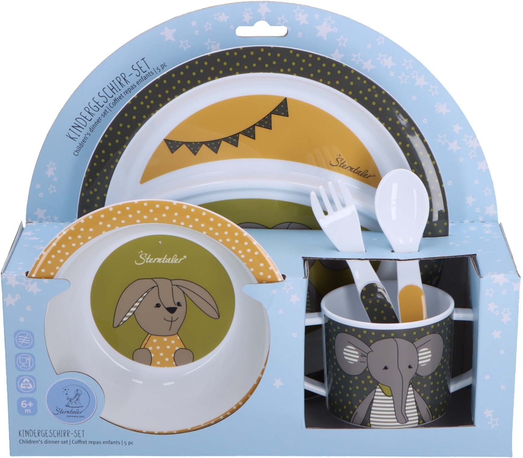 Sterntaler® Kindergeschirr-Set Elefant Eddy und Hase Happy (5-tlg), Polypropylen