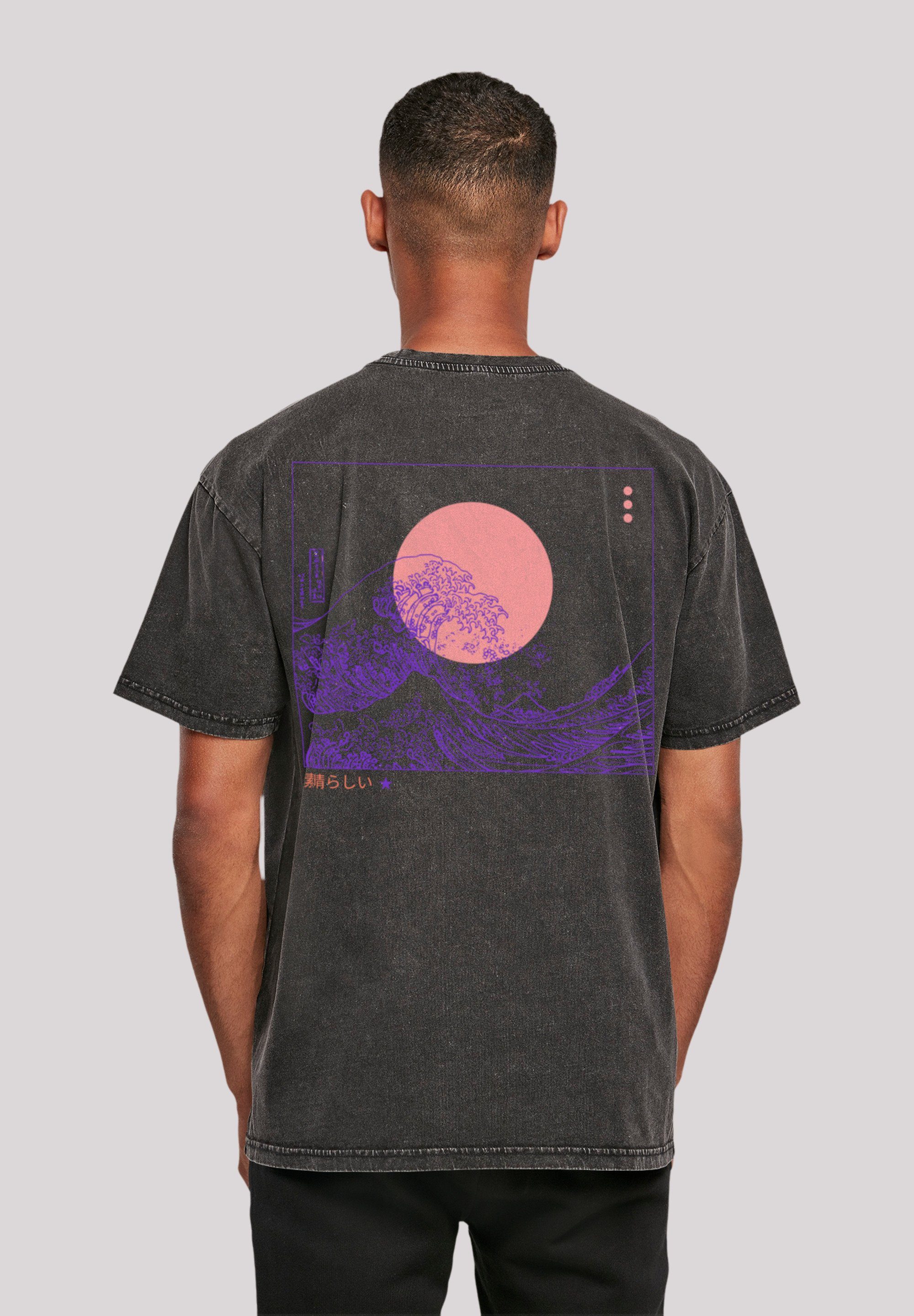 F4NT4STIC T-Shirt Kanagawa Welle Print schwarz