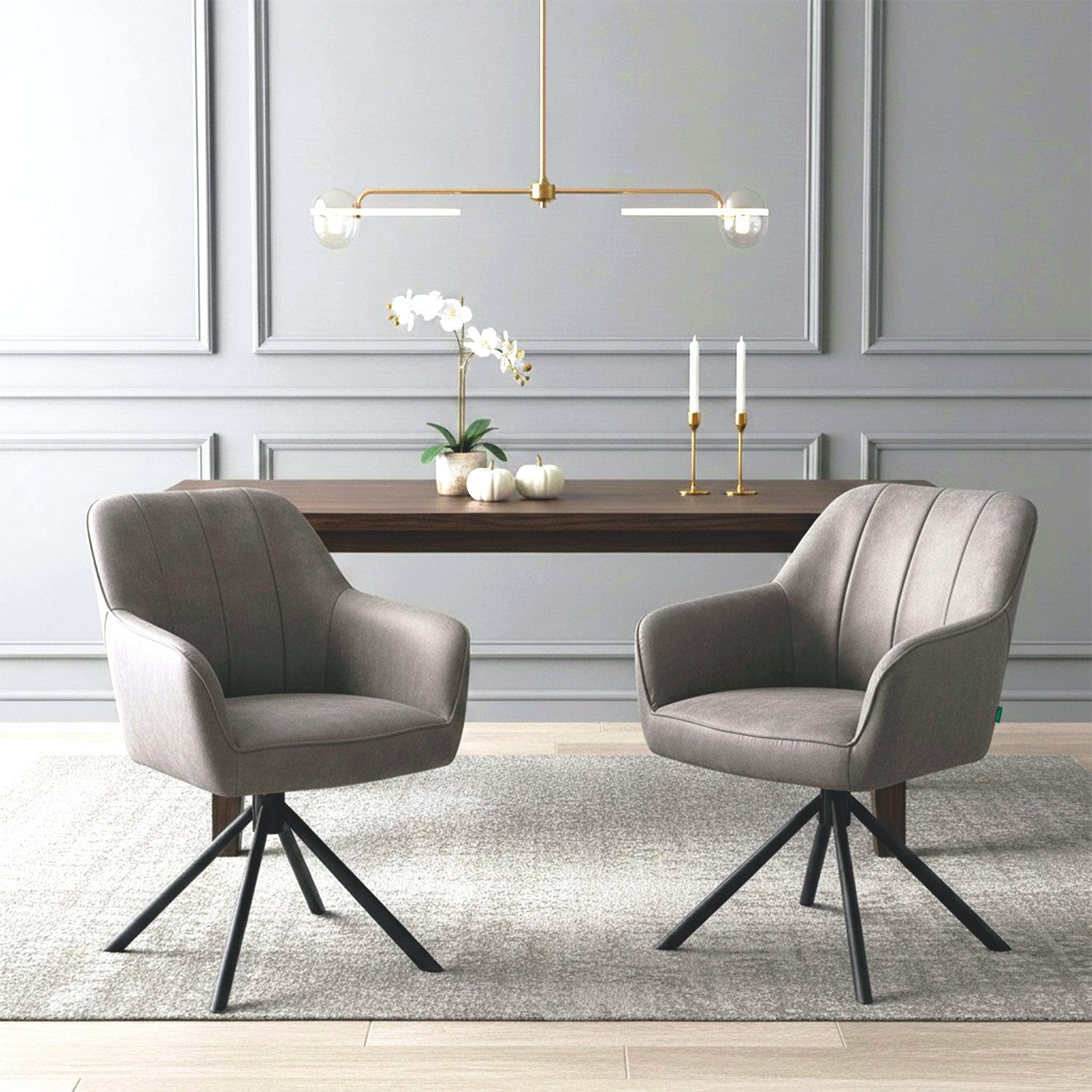 DUBI Möbel Polsterstuhl Mika-Piet (2 St), Federkern, pulverbeschichtet, 360° drehbar im 2er-Set