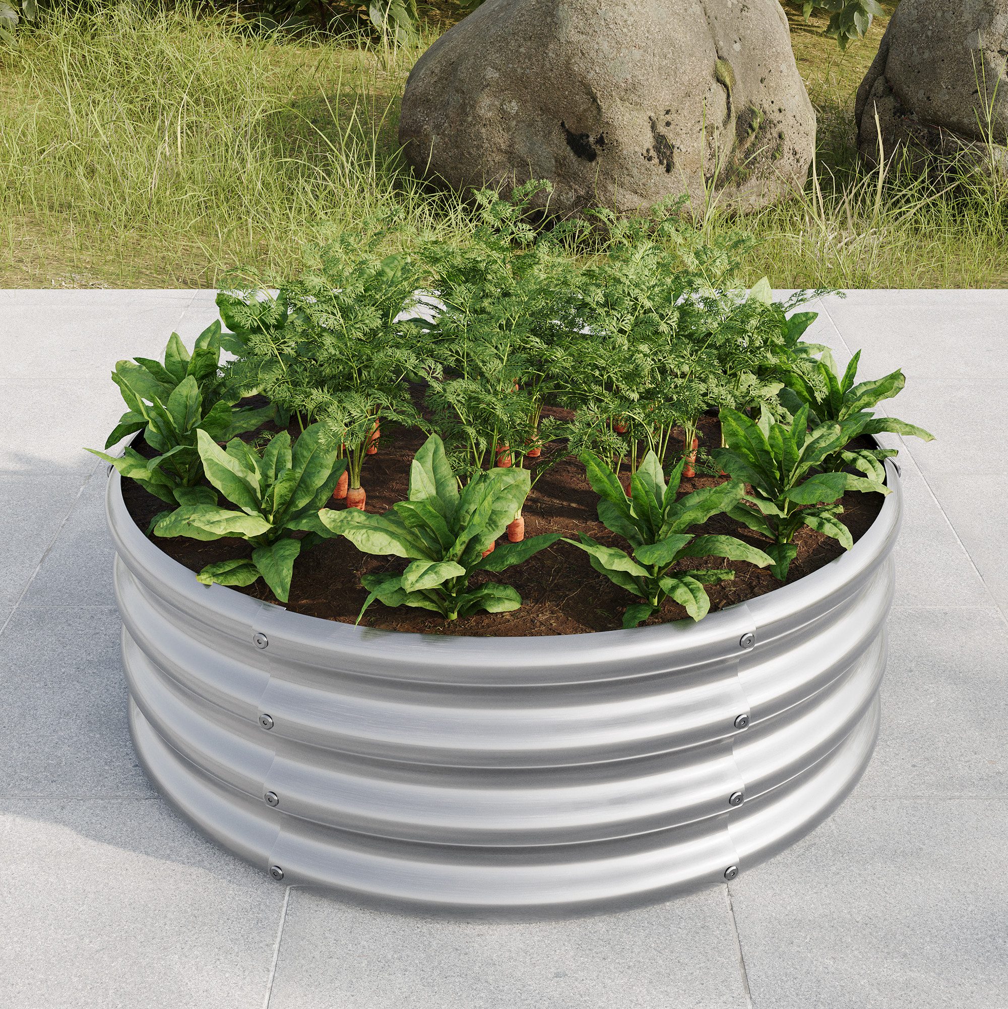 HOMERECOMMEND Hochbeet Blumenkasten, Halbkreis-Hochbeet aus Metall günstig online kaufen