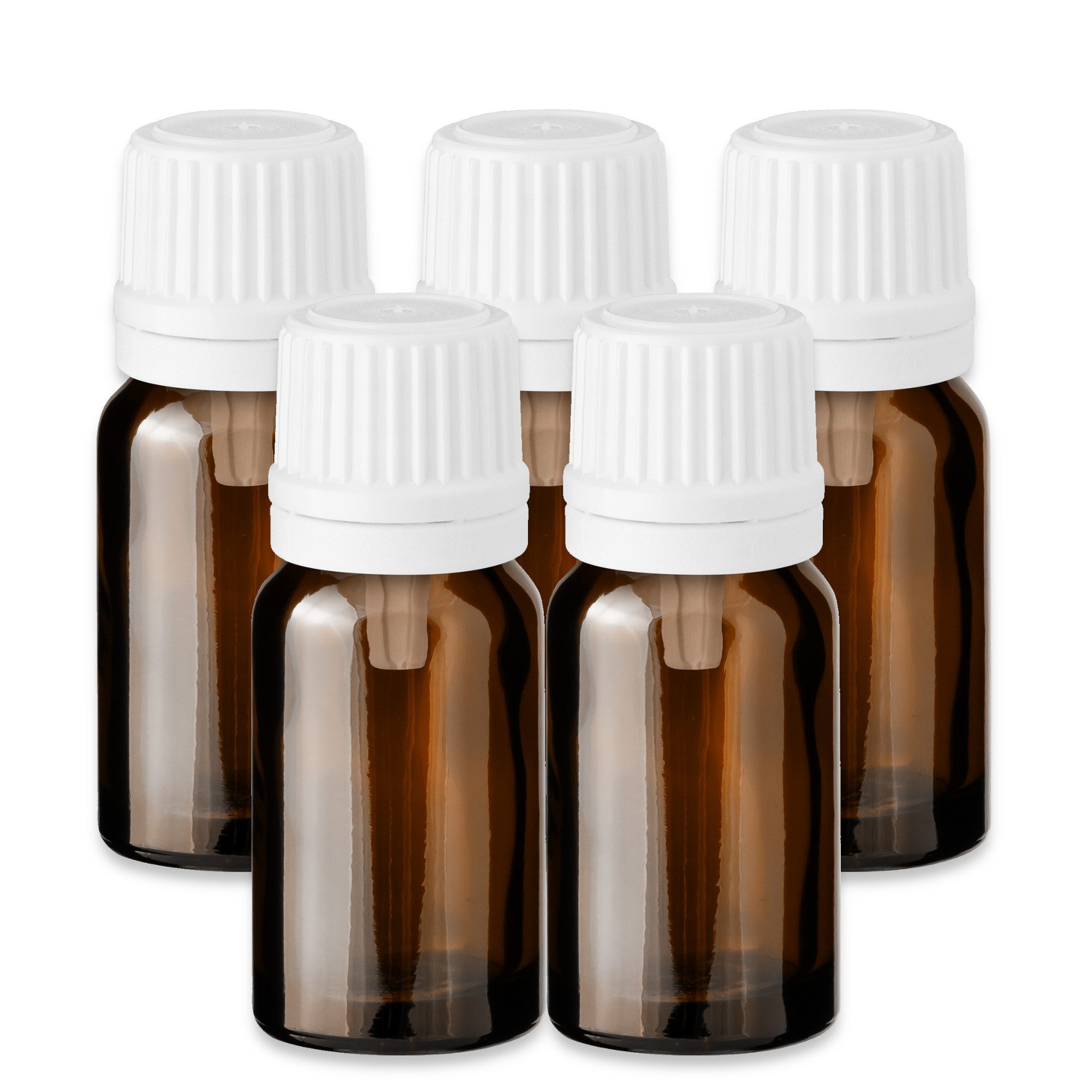 CK Verpackung GmbH Tropfer 5x Glasflasche braun 10 ml mit weißem Tropfeinsatz leere Tropfflasche