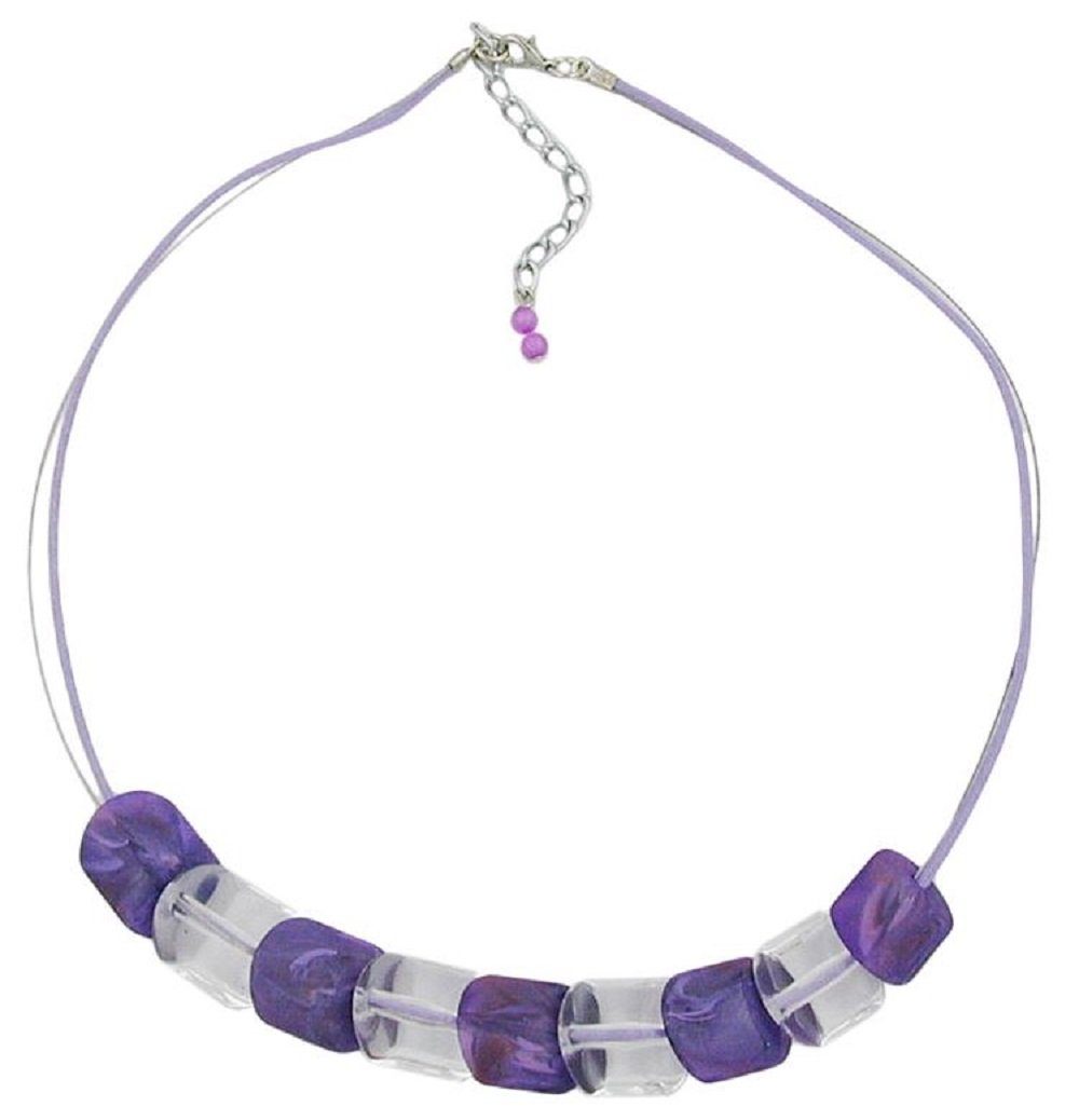 unbespielt Collier Modeschmuck Kette Schrägperle Kunststoff flieder kristall 45 cm, Modeschmuck für Damen