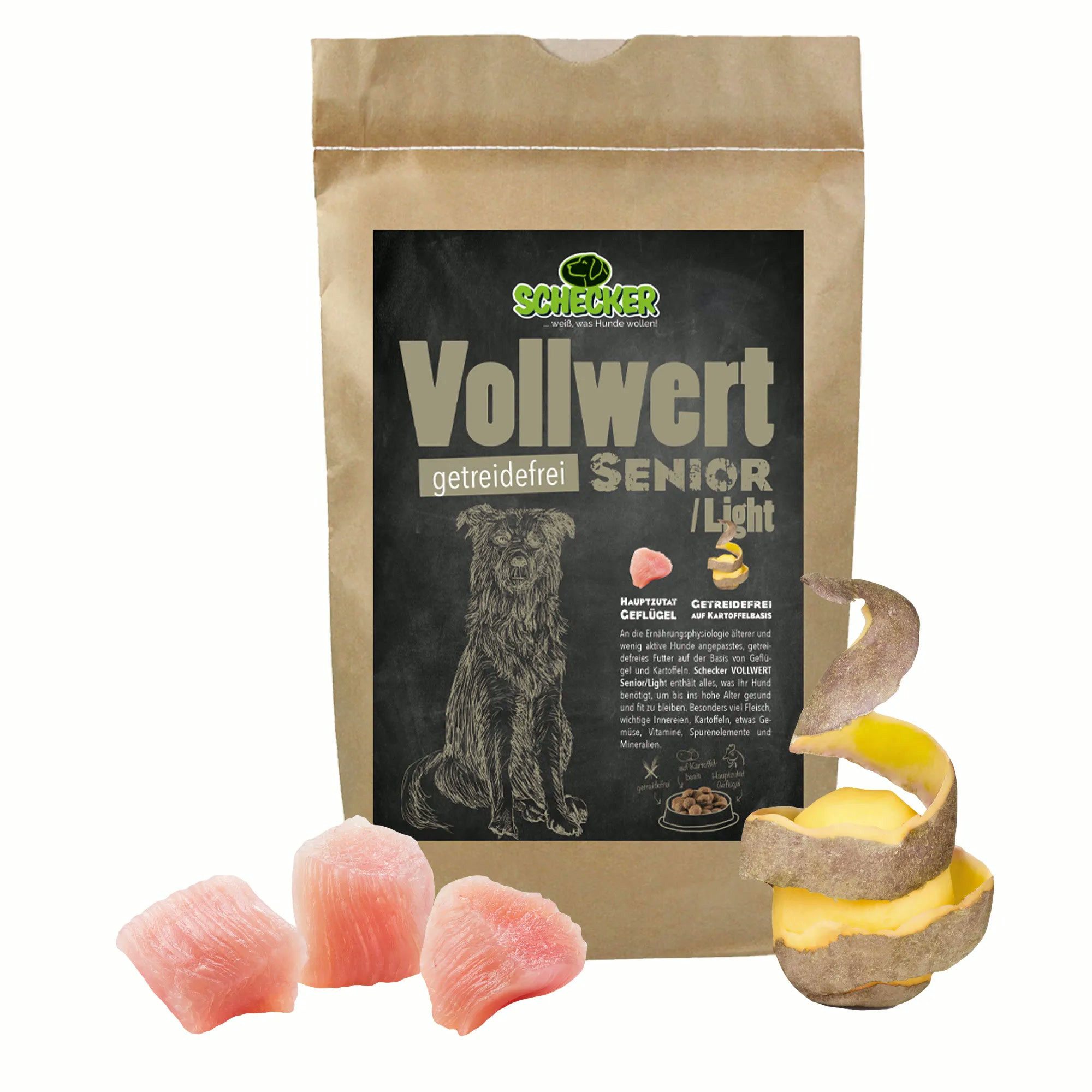 Schecker Schecker Trockenfutter Vollwert Senior/ Light, Alleinfuttermittel für: Hunde, ohne Konservierungsstoffe