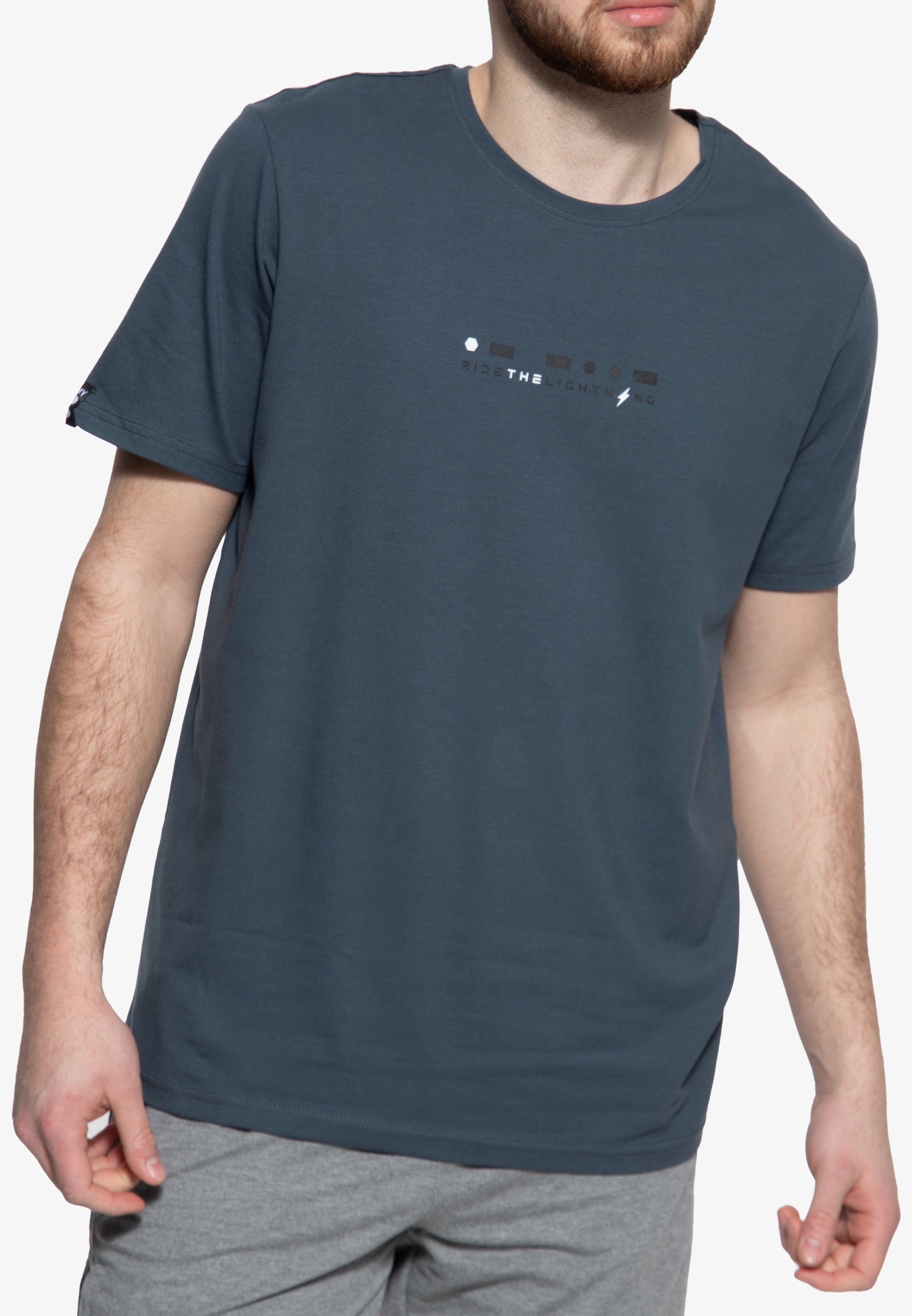 blau mit LIFE TOMMY (1-tlg) Logoprint Print-Shirt