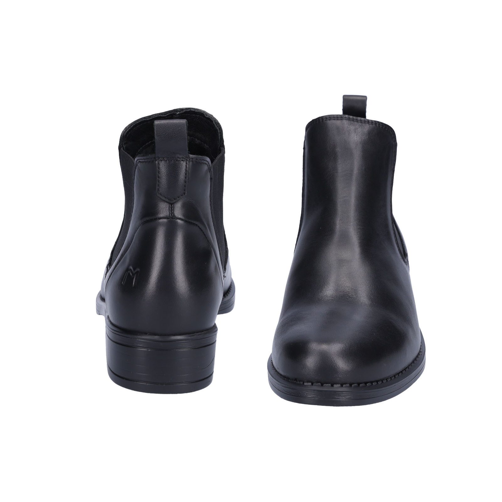 MIDS MILOU Damen Chelseaboots Glattleder in Schwarz mit Textilfutter, Chelsea-Gummizug & Blockabsatz