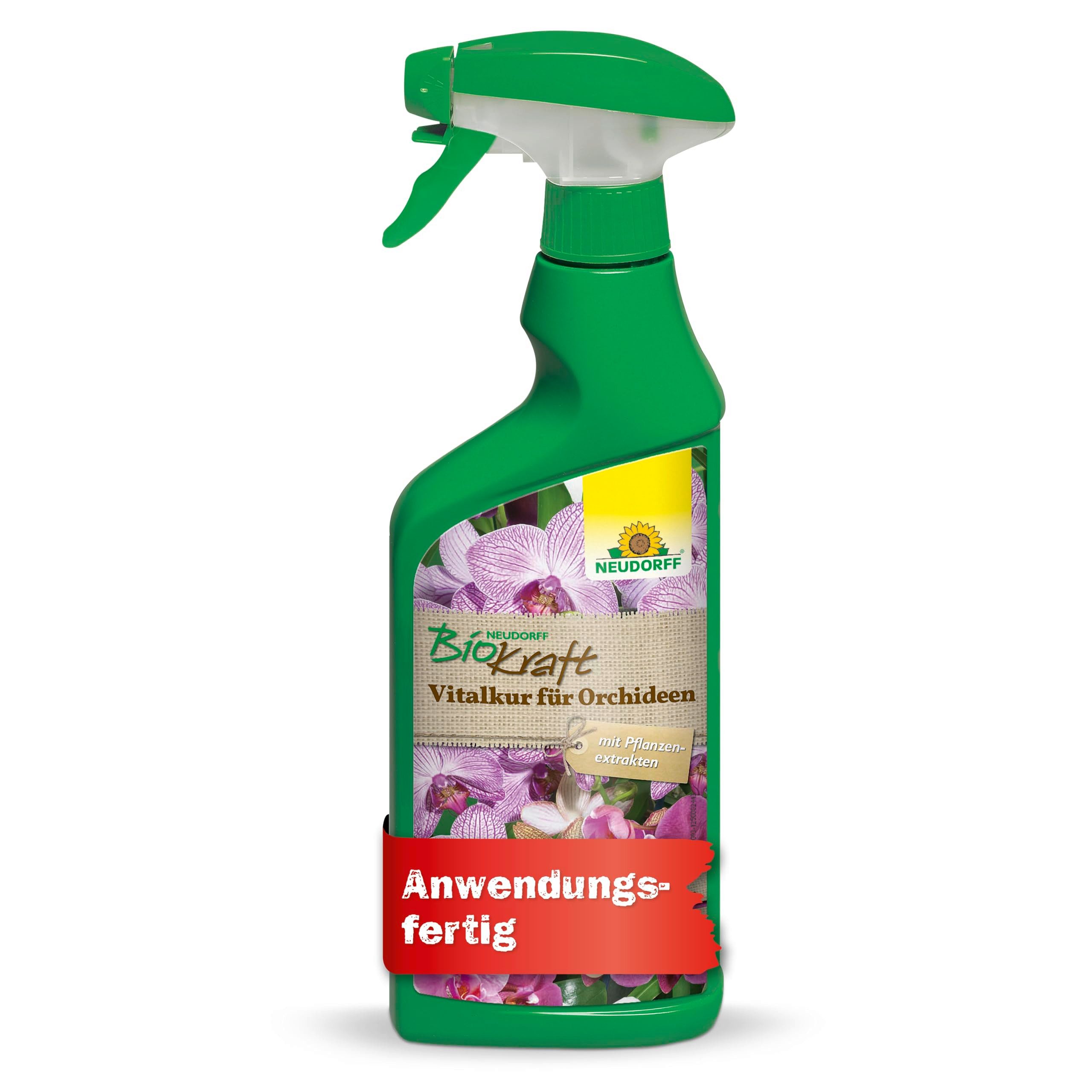 Neudorff Pflanzenstärkungsmittel Neudorff BioKraft Vitalkur für Orchideen 500 ml, Anwendungsfertiges Spray vitalisiert geschwächte Orchideen und fördert die Blütenbildung, mit Pflanzenextrakten und Harnstoff