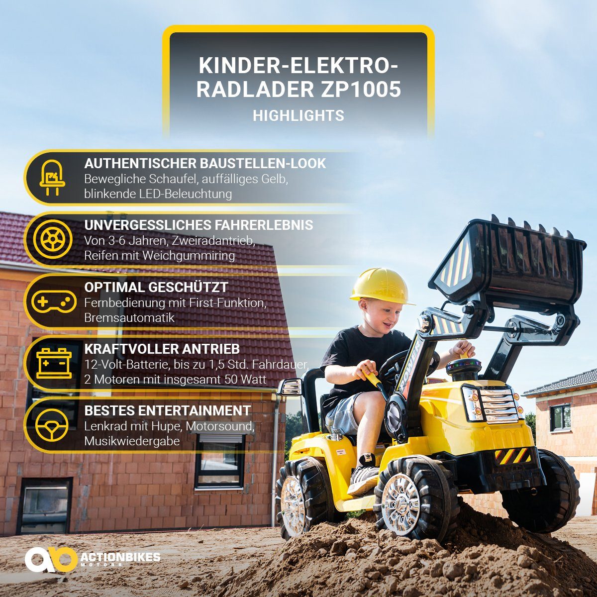 Actionbikes Motors Elektro-Kinderbagger Kinder Radlader ZP1005 günstig online kaufen