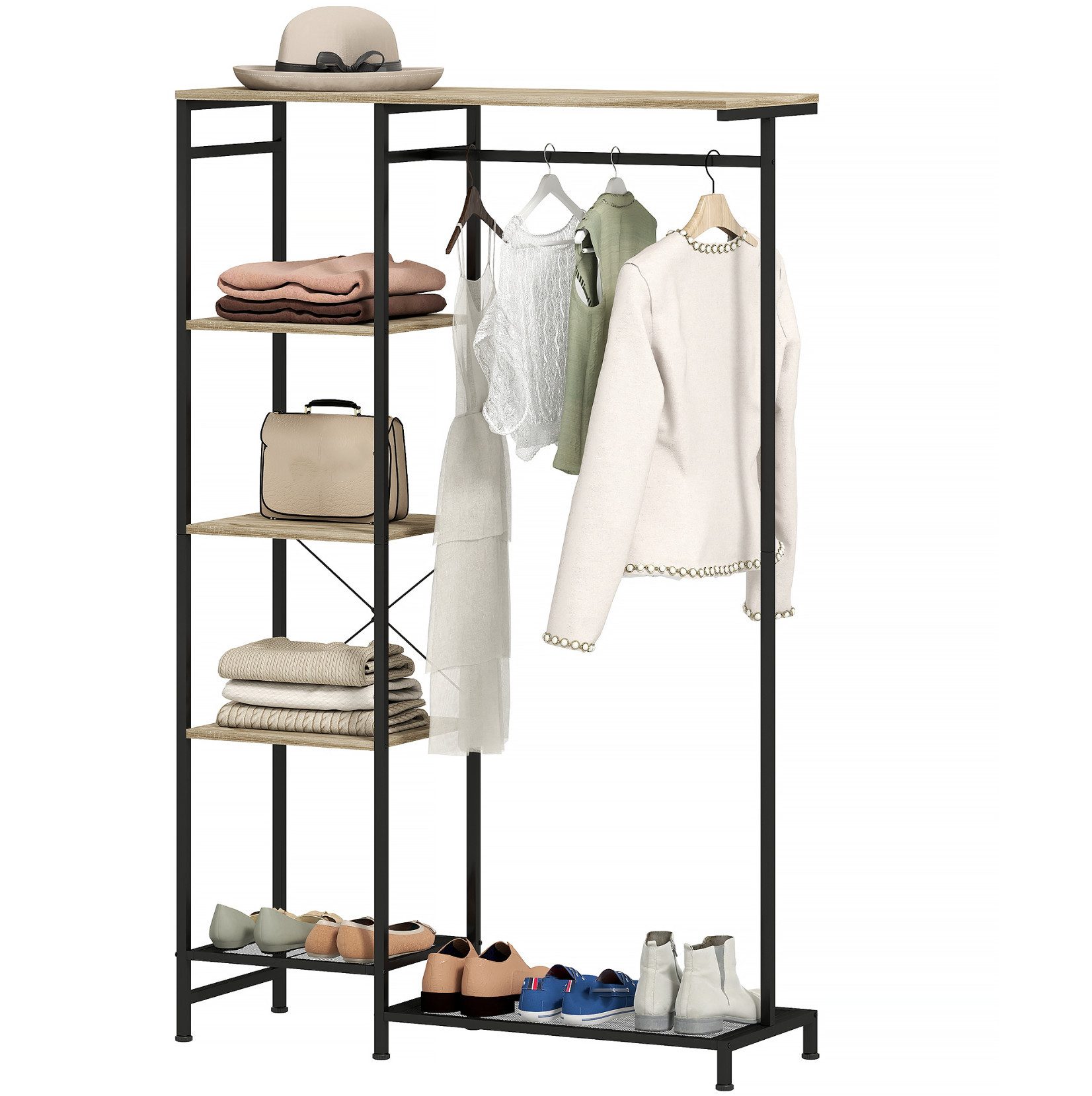 XDeer Garderobenständer Garderobenständer, Kleiderständer mit Kleiderstange, Schuhregal Ablage,Schuhkommode
