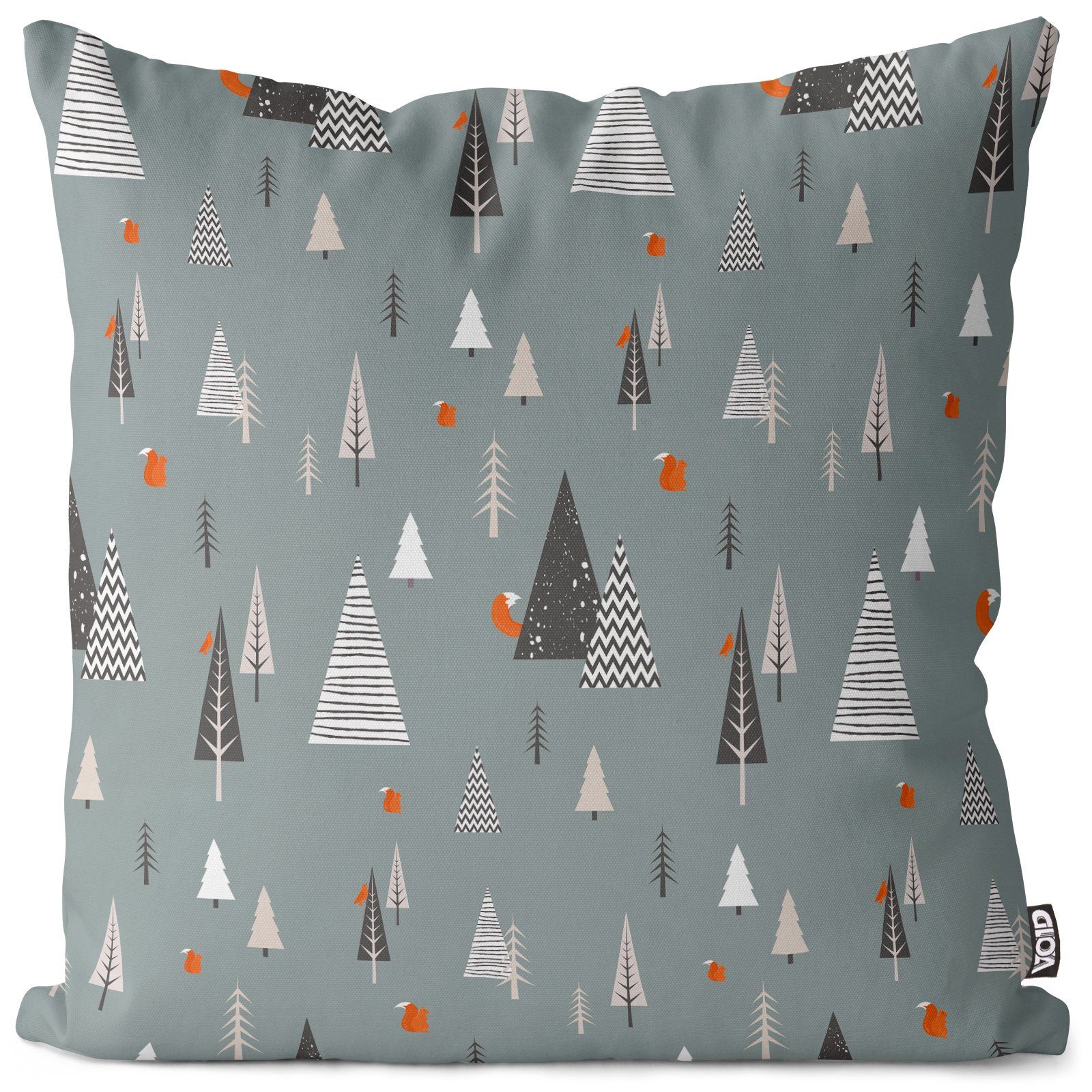Kissenbezug, VOID (1 Stück), Sofa-Kissen Wald Eichhörnchen Kissenbezug Skandinavien Design Norwegen Wald Bäume Winter So Weihnachten Deko