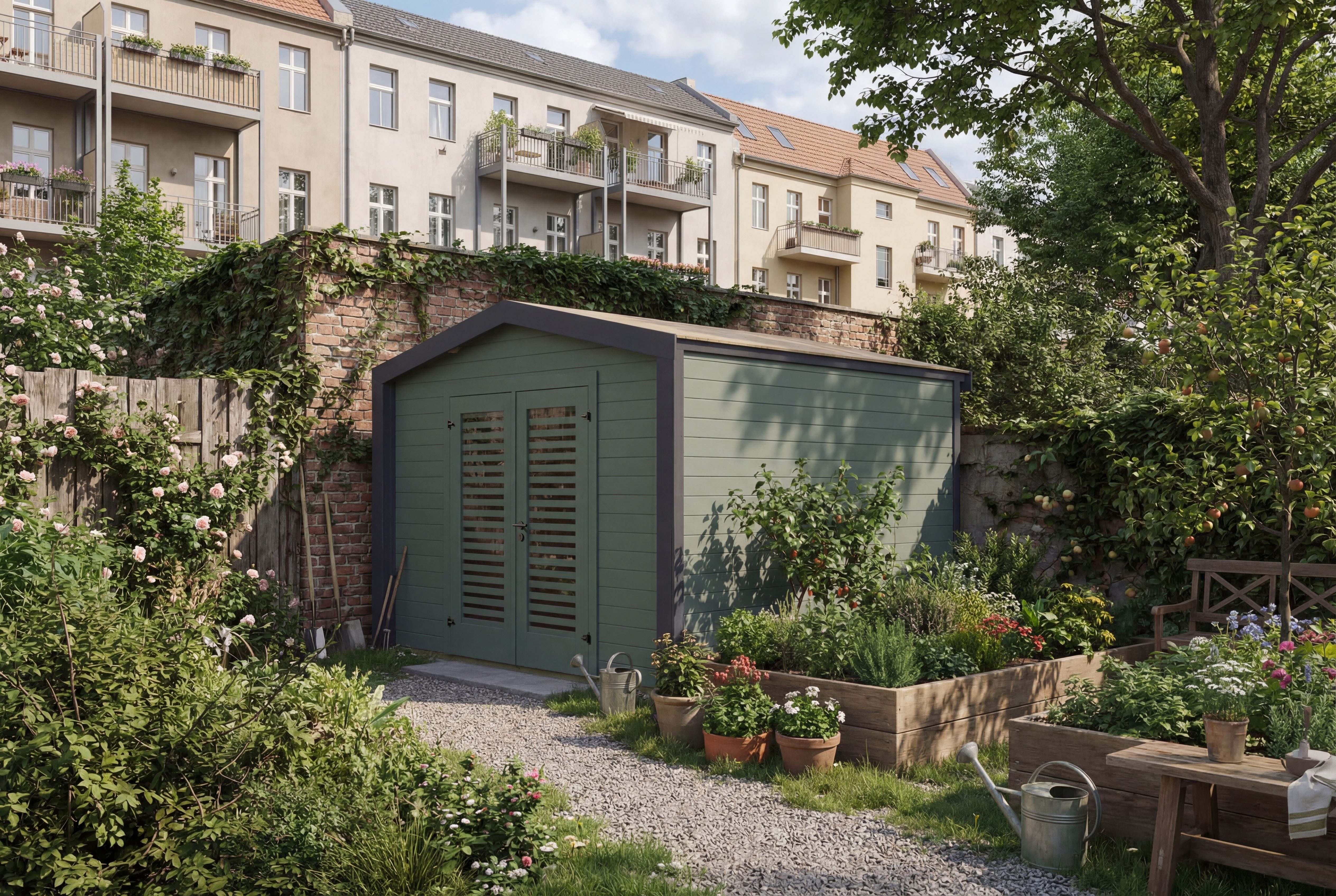 weka Gartenhaus Killarney, BxT: 311x313 cm, Doppeltür mit Lamellen