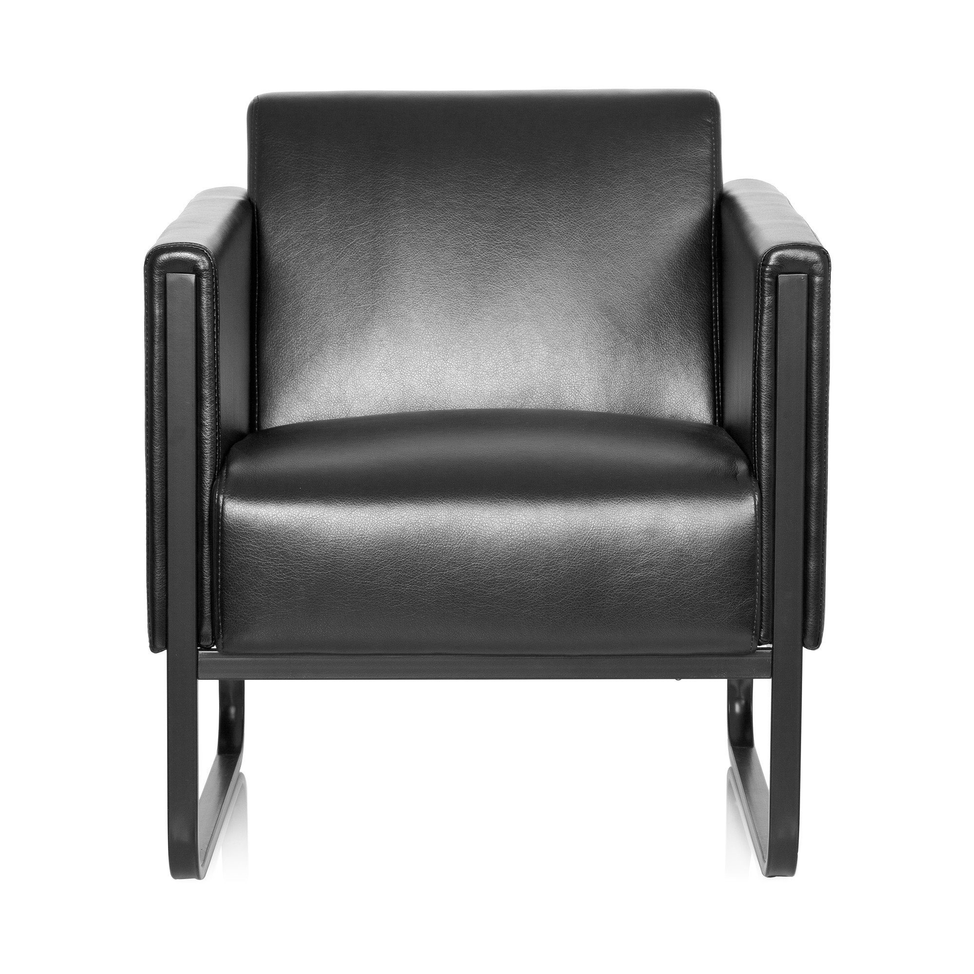 hjh OFFICE Loungesessel Polstersessel BALI BLACK Kunstleder mit Armlehnen, Sessel gepolstert mit Metallgestell