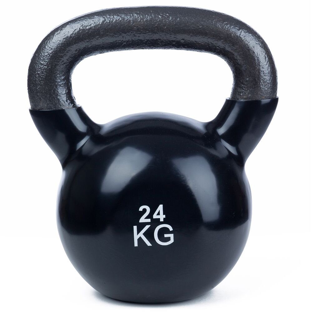 Sport-Thieme Kettlebell Kettlebell Vinyl, Trainiert Ausdauer, Koordination und Beweglichkeit 24 kg, Schwarz