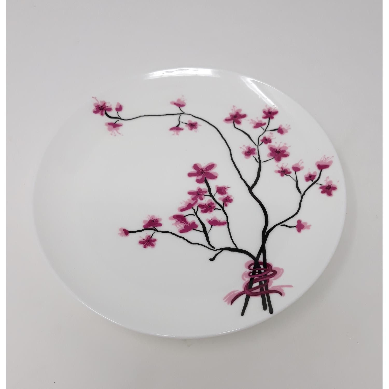TeaLogic Frühstücksteller Cherry Blossom, Spülmaschinengeeignet, Weiß, Kirschblüten, H: 2cm