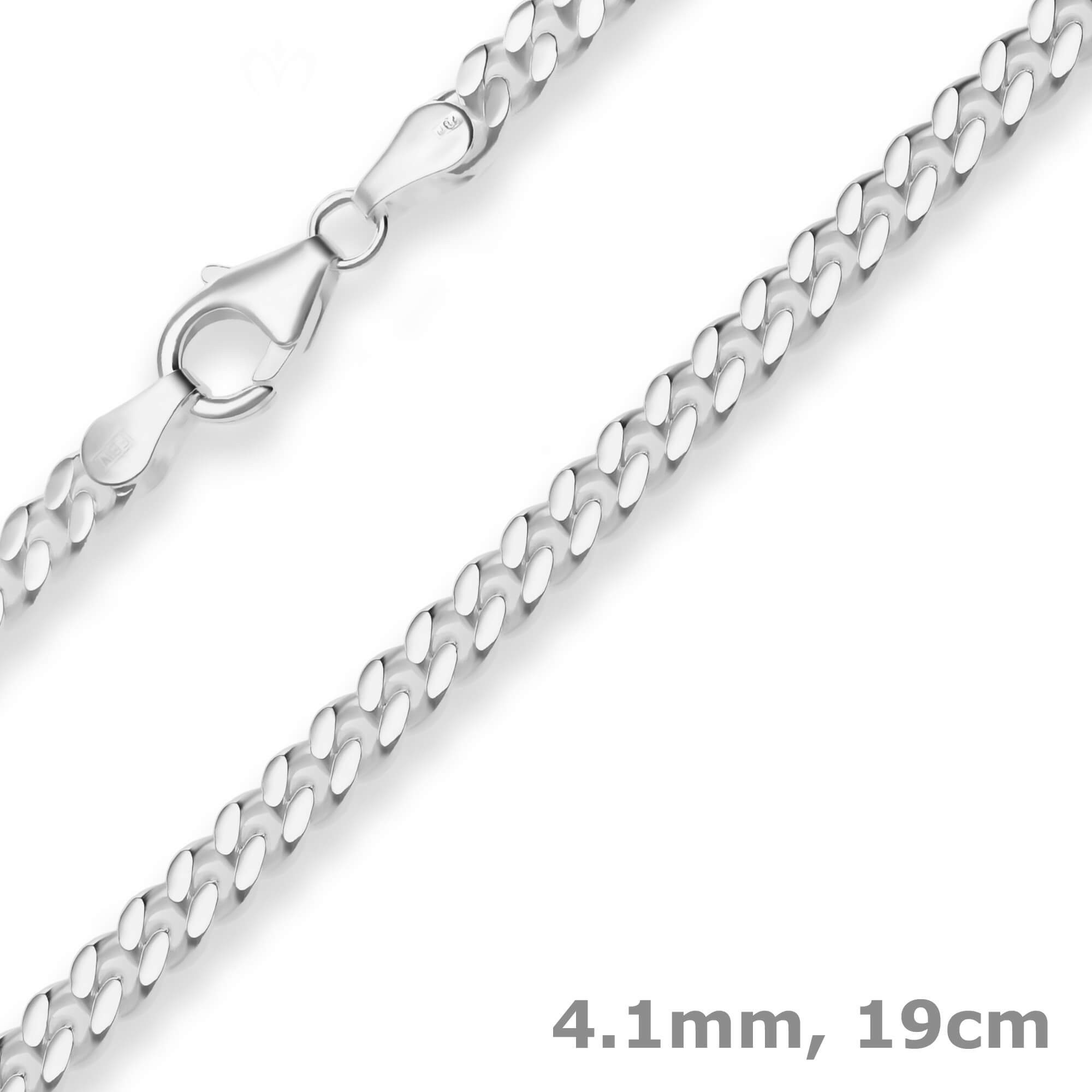 Schmuck Krone Panzerarmband 4,1mm Armband Panzerkette aus 925 Silber 19cm, Silber 925