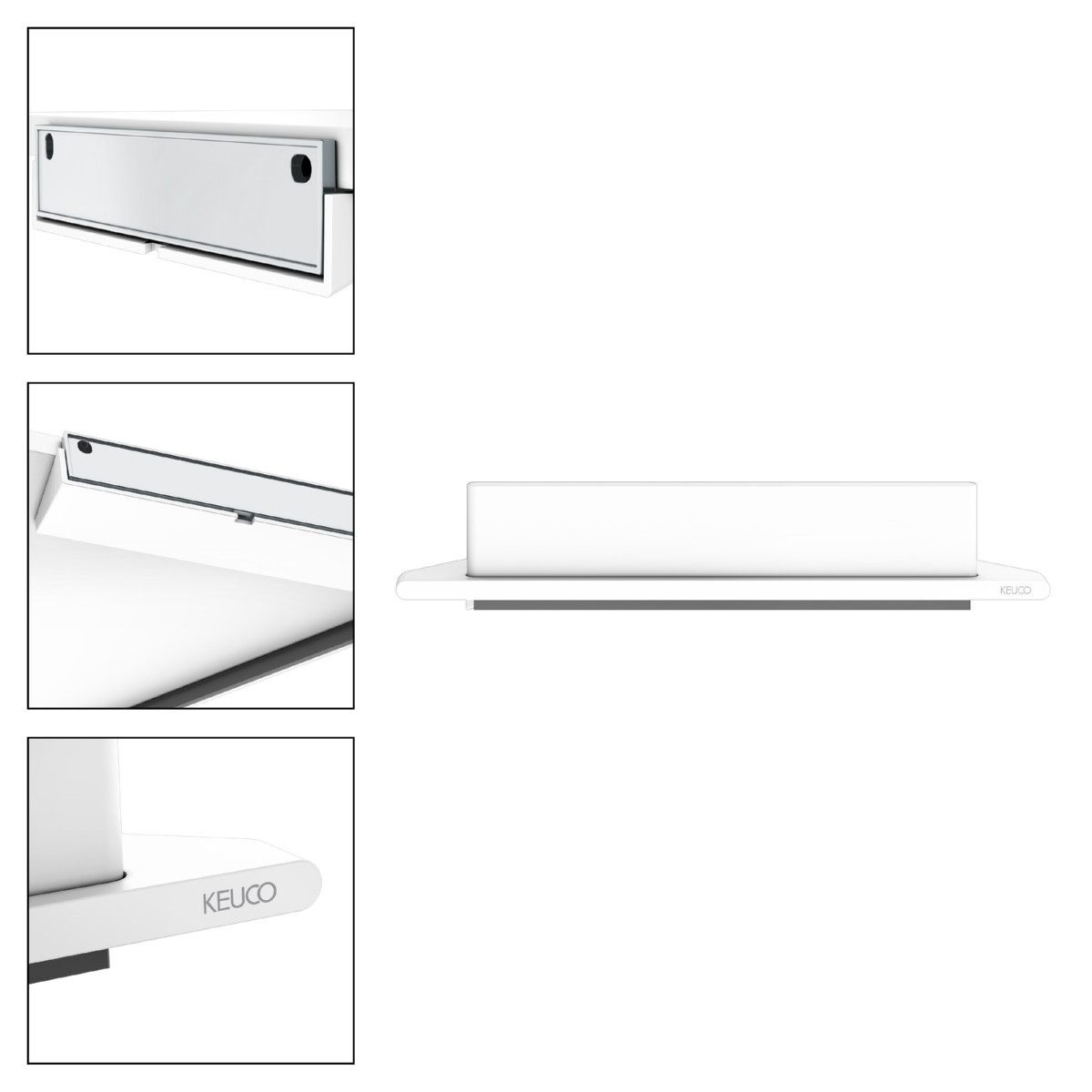 Keuco Duschablage ROSE, 24x24 cm, Aluminium, weiß, Made in Germany, zum Kleben/Schrauben