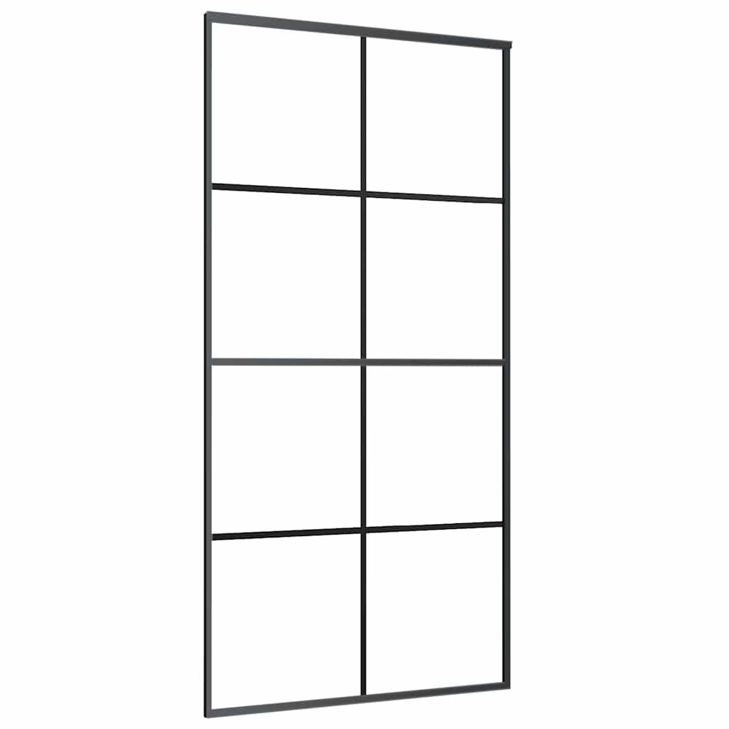 furnicato Schiebetür 102,5x205 cm Schwarz, Leise Gleittür mit ESG-Glas und sanftem Anschlag für dein Zuhause