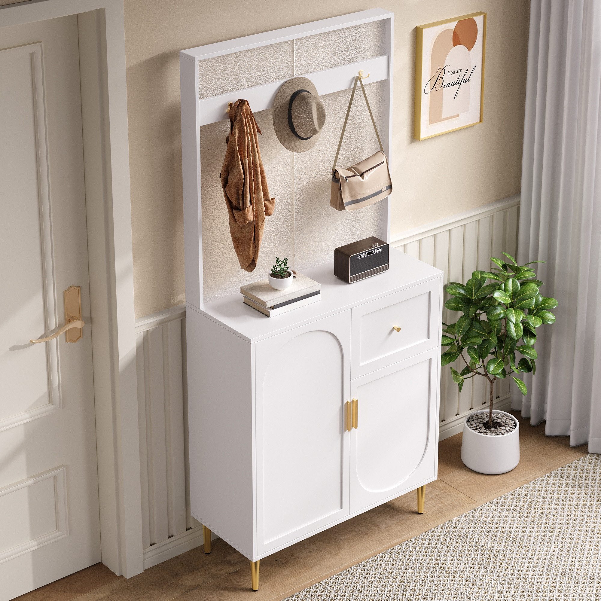 HAUSS SPOLE Garderoben-Set mit Kleiderhaken,Garderoben Wandgarderoben mit Schubladen®al, (Flurgarderobe, 1-St., Verstellbare Einlegeböden), MDF, 80 x 175,5 x 35 cm