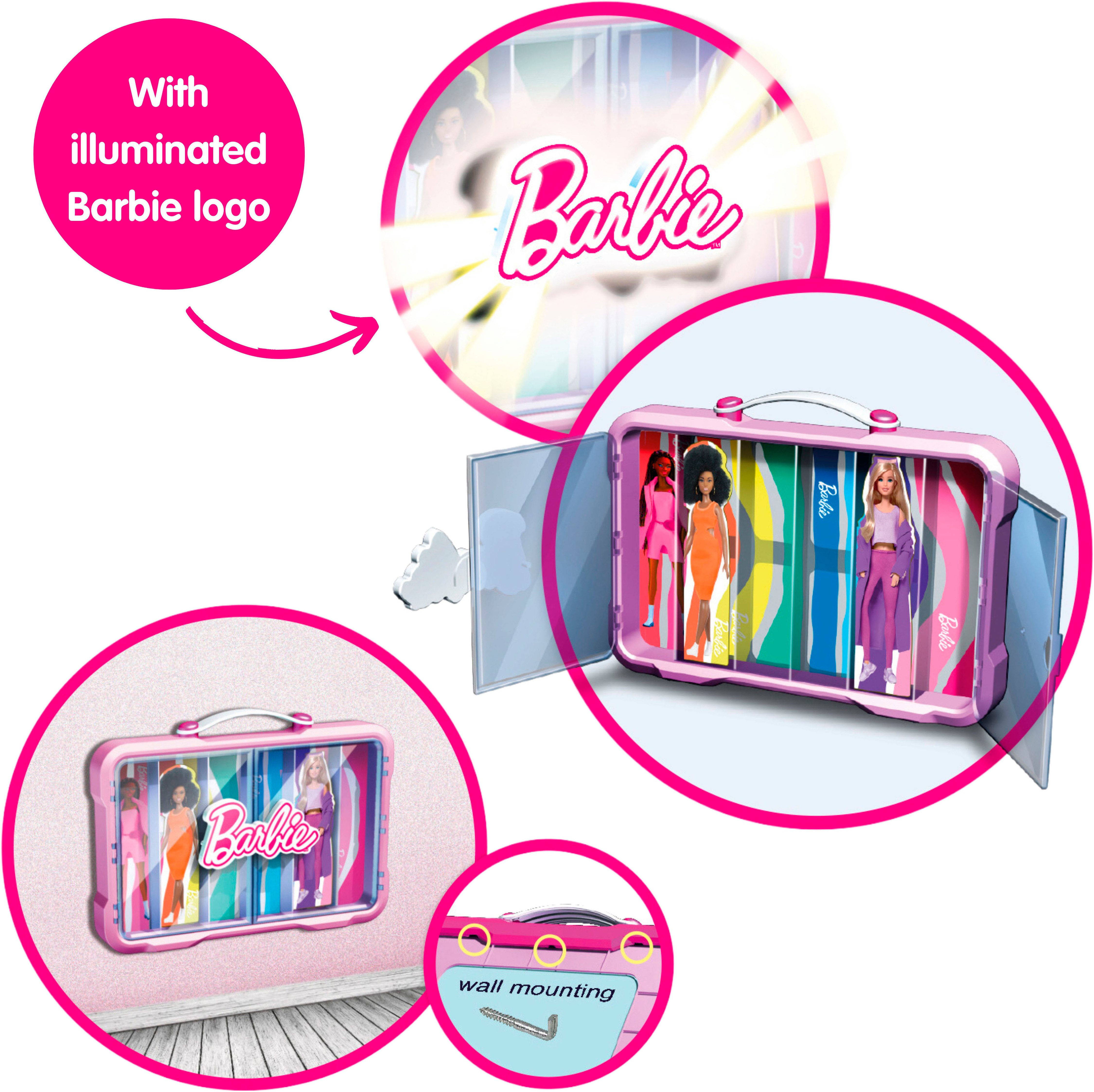 Small Barbie Collector's Case - Display Case for 6 Barbies, with illuminated Barbie logo