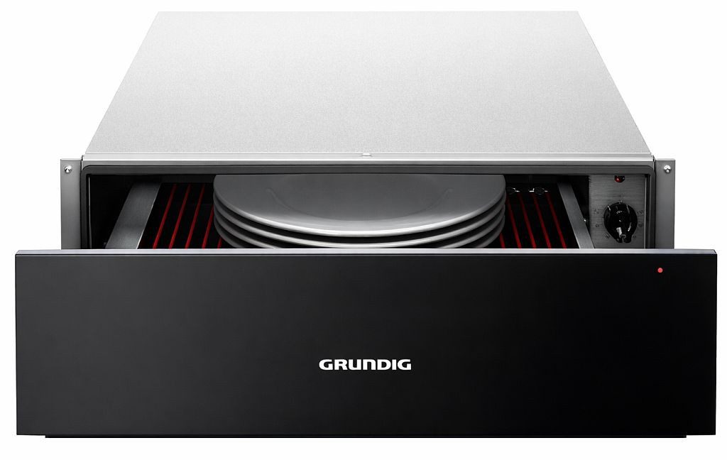 Grundig Einbau-Wärmeschublade Dark Inox mit Teleskopschublade Geschirr bis 6 Personen GWS2221DX