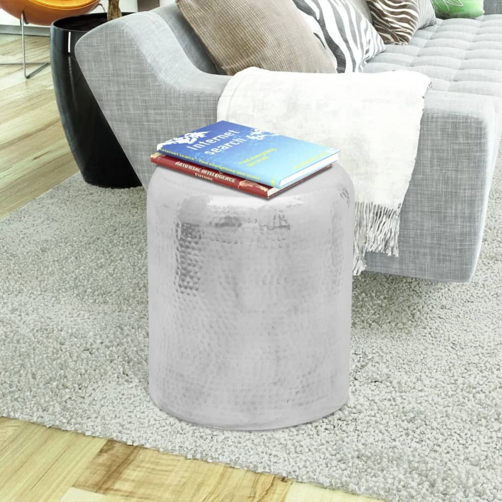 furnicato Sitzhocker Stylischer Hocker/Beistelltisch 36 x 47 cm in Silber (1 St)
