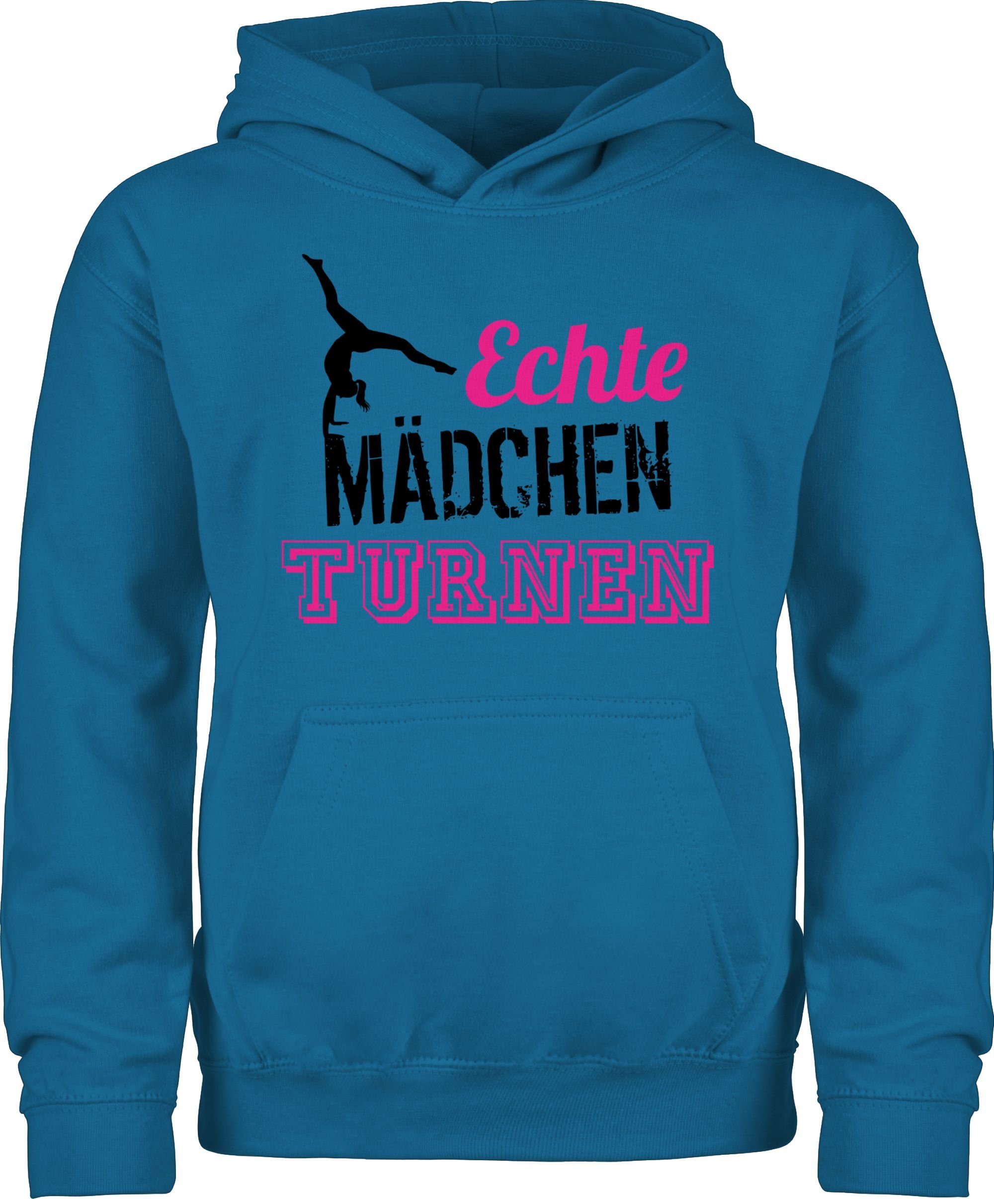 Shirtracer Hoodie Echte Mädchen turnen fuchsia - schwarz Kinder Sport Kleidung