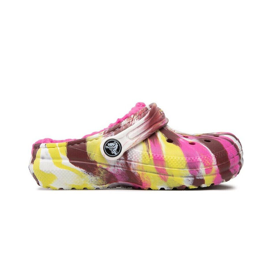 Crocs Damen/ Kinder Classic Lined Marbled Electric Pink/ Multi gefüttert Clog