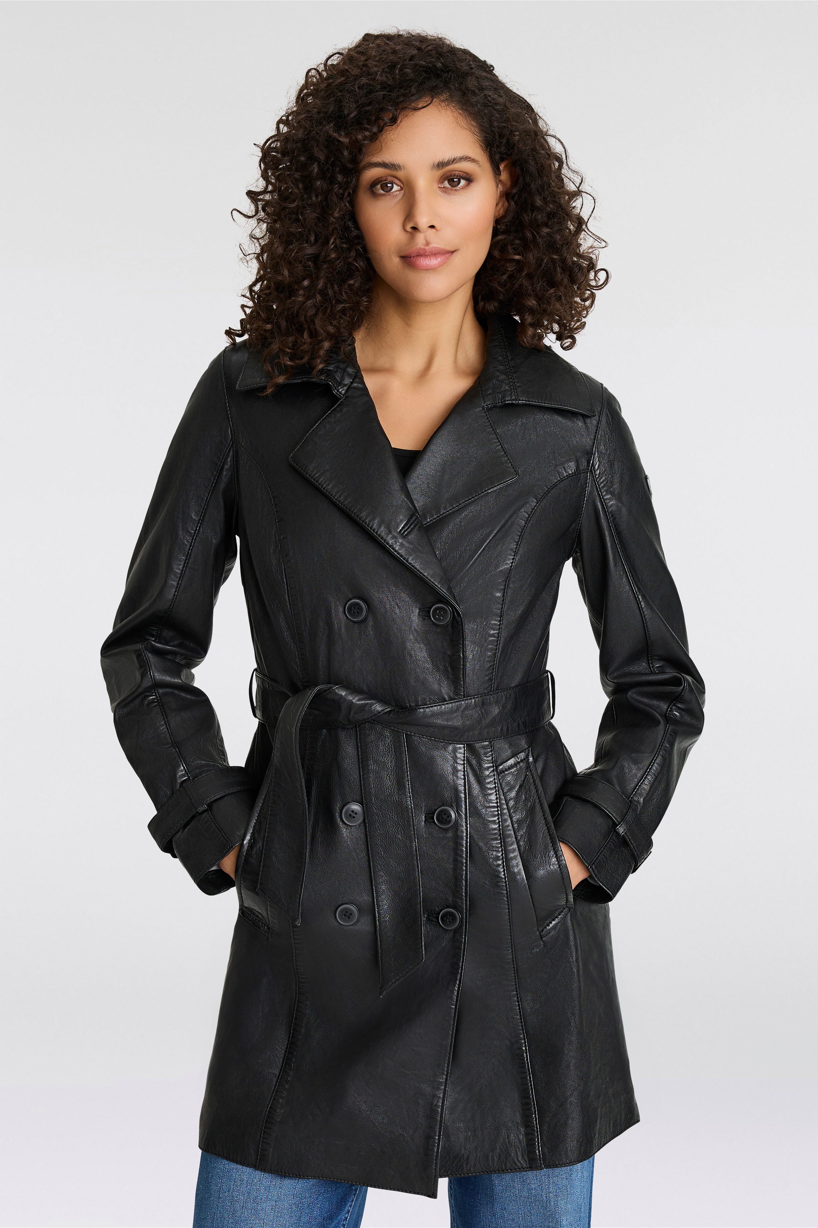 Mauritius Ledermantel GWTaresa (2-tlg., mit Bindegürtel) Leder-Trenchcoat m günstig online kaufen