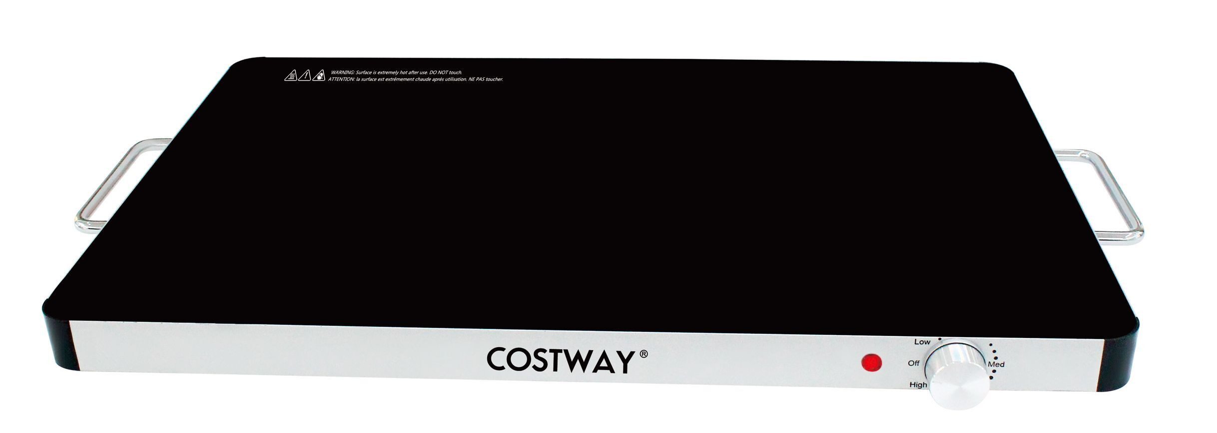 COSTWAY Warmhalteplatte, gehärtete Glas-Speisewärmer elektrisch 30-120℃