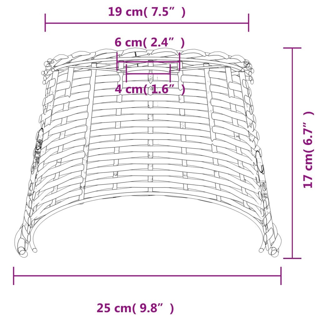 vidaXL Lampenschirm Lampenschirm Braun Ø25x17 cm Korbweide – Bild 5 von 5