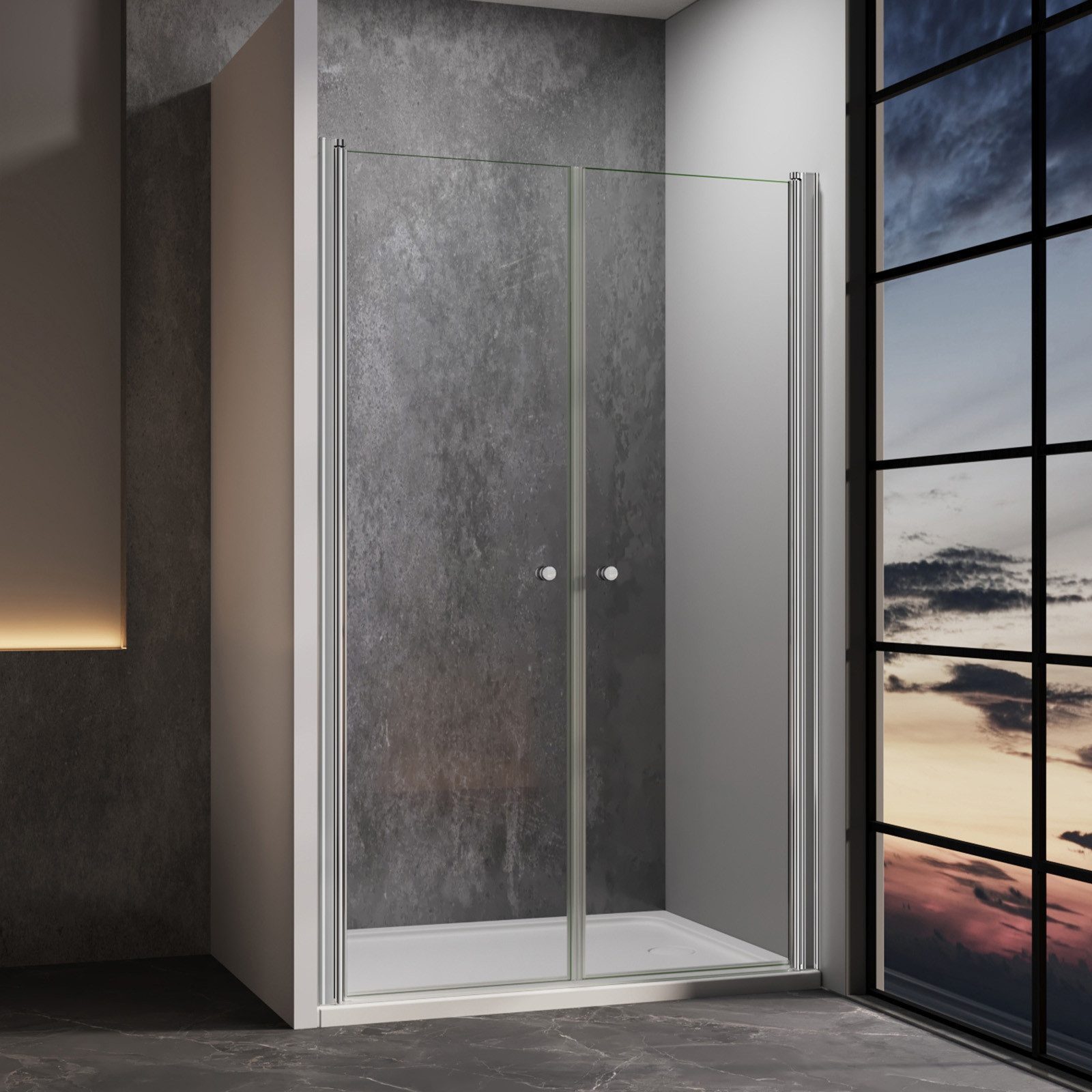 IMPTS Dusch-Drehtür Dusche Nische Duschtür Nischendusche, 70x185 cm, Sicherheitsglas, (Set, mit hochwertigen Aluminiumprofilen in Chrome)
