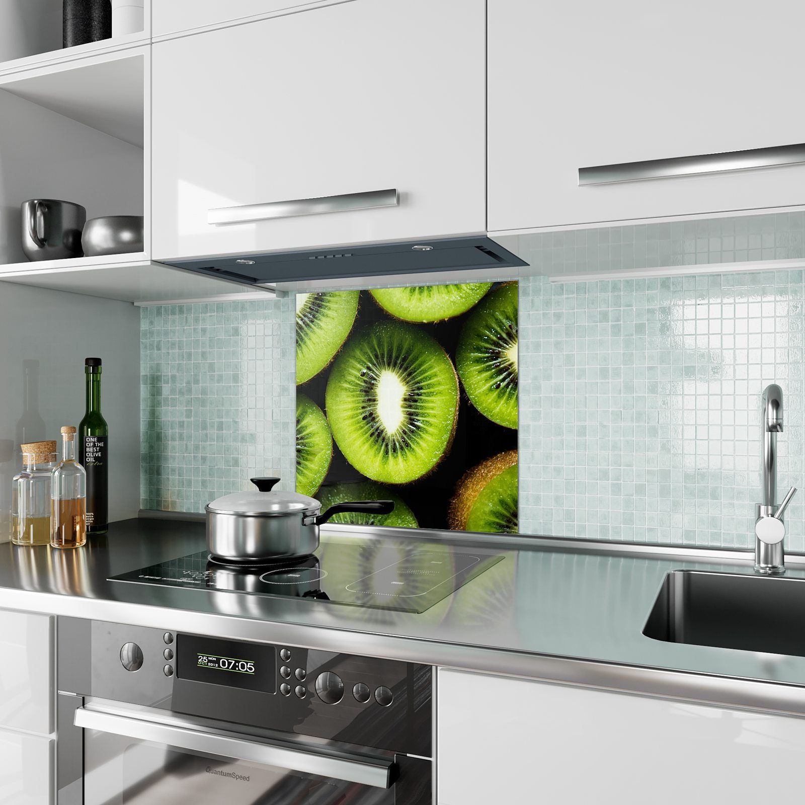 Primedeco Küchenrückwand mit Kiwischeiben Glas Motiv Spritzschutz Küchenrückwand