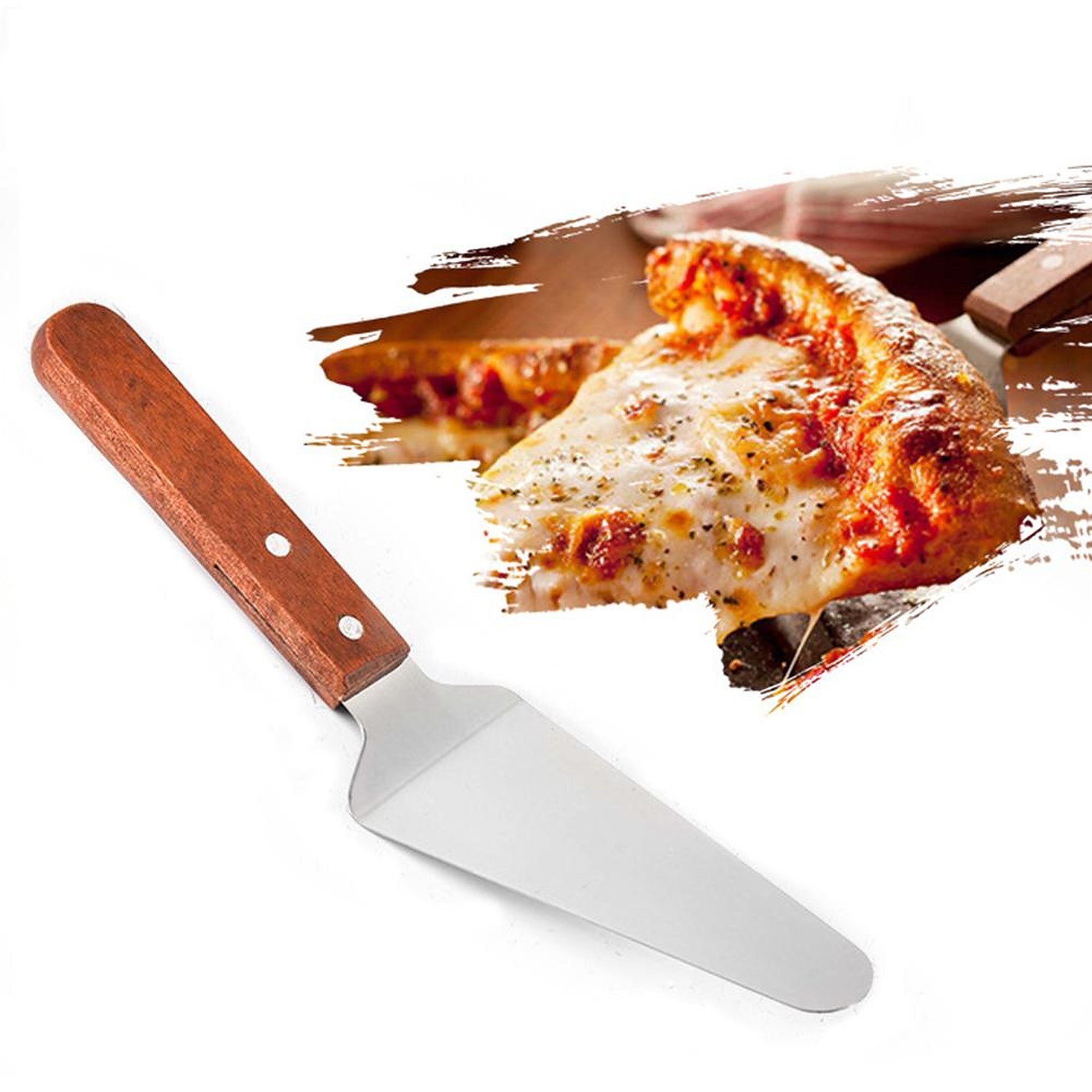 Pizzaschneider aus Pizzaheber mit cm Tortenheber, Holzgriff, 25,5 x BAYLI Edelstahl 6 cm