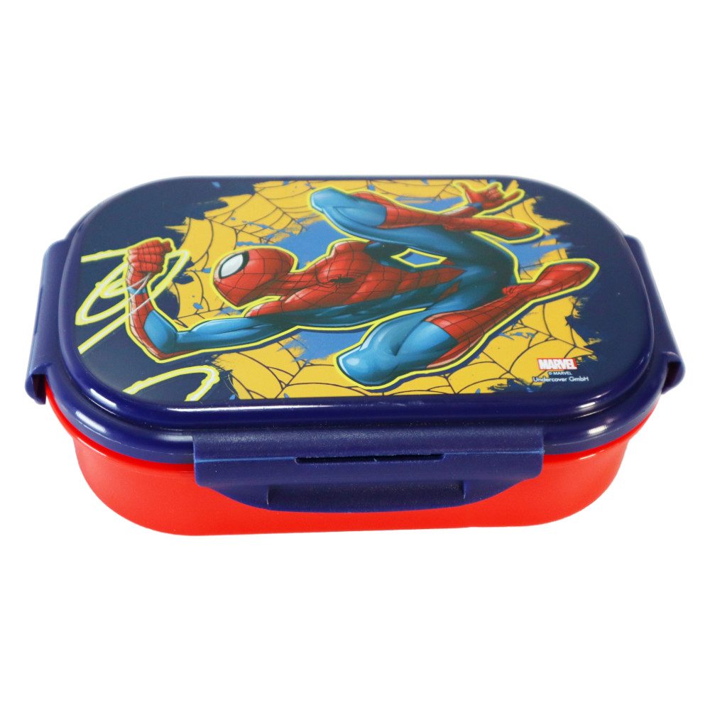 MARVEL Lunchbox Marvel Spiderman 2 teiliges Kinder Set Brotdose Gabel Löffel, Kunststoff, (2-tlg)