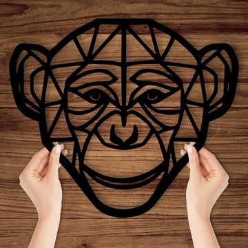 Namofactur 3D-Wandtattoo Affe Deko Geschenke - Wanddeko Holz Wandtattoo (schwarz), moderner Polygon Affe, Wandgestaltung fürs Wohnzimmer